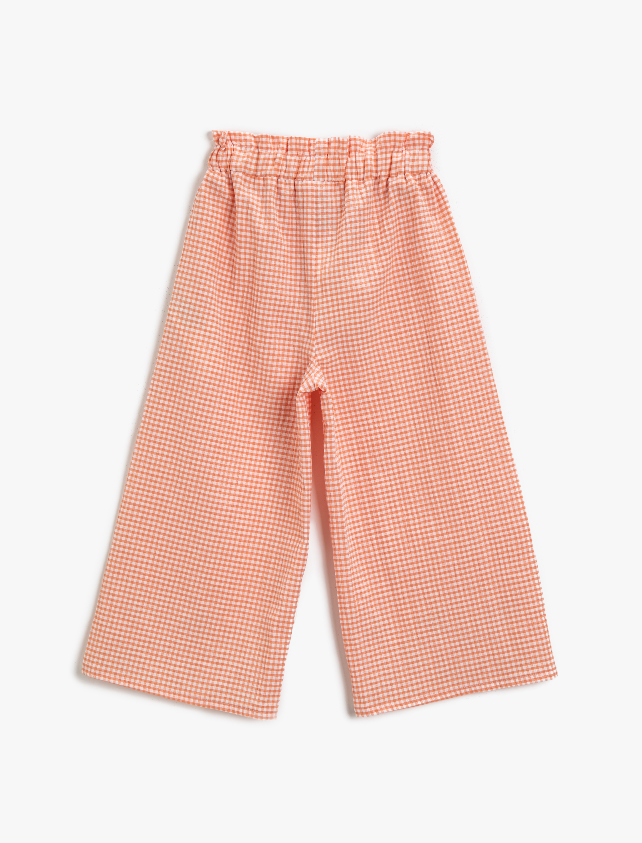  Kız Çocuk Kareli Pantolon Pamuklu Çiçek Detaylı