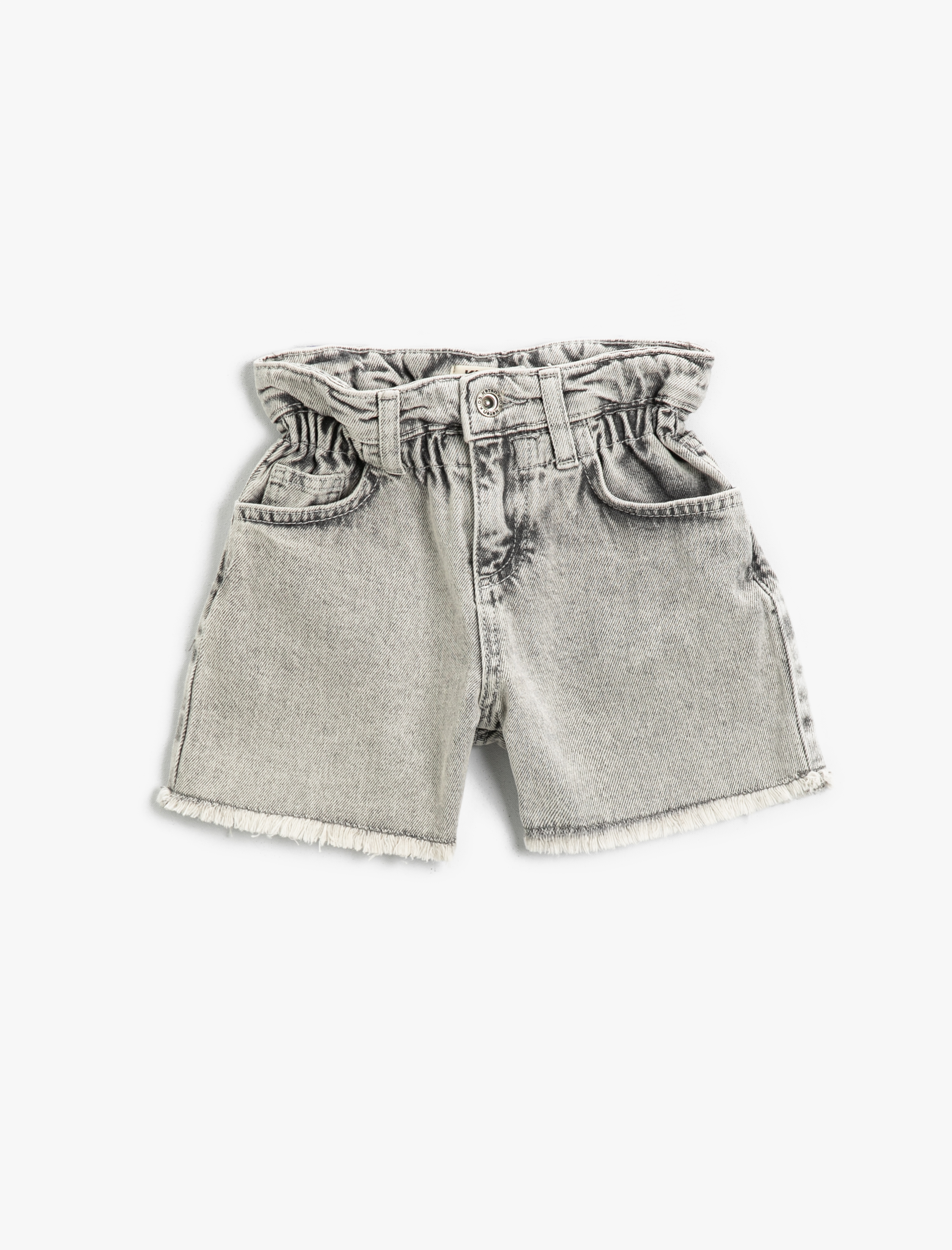  Kız Çocuk Basic Kot Şort Pamuklu Beli Lastikli