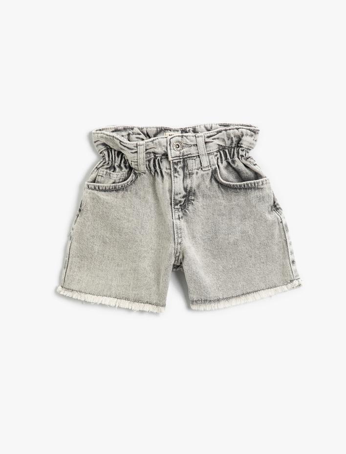 Kız Çocuk Basic Kot Şort Pamuklu Beli Lastikli