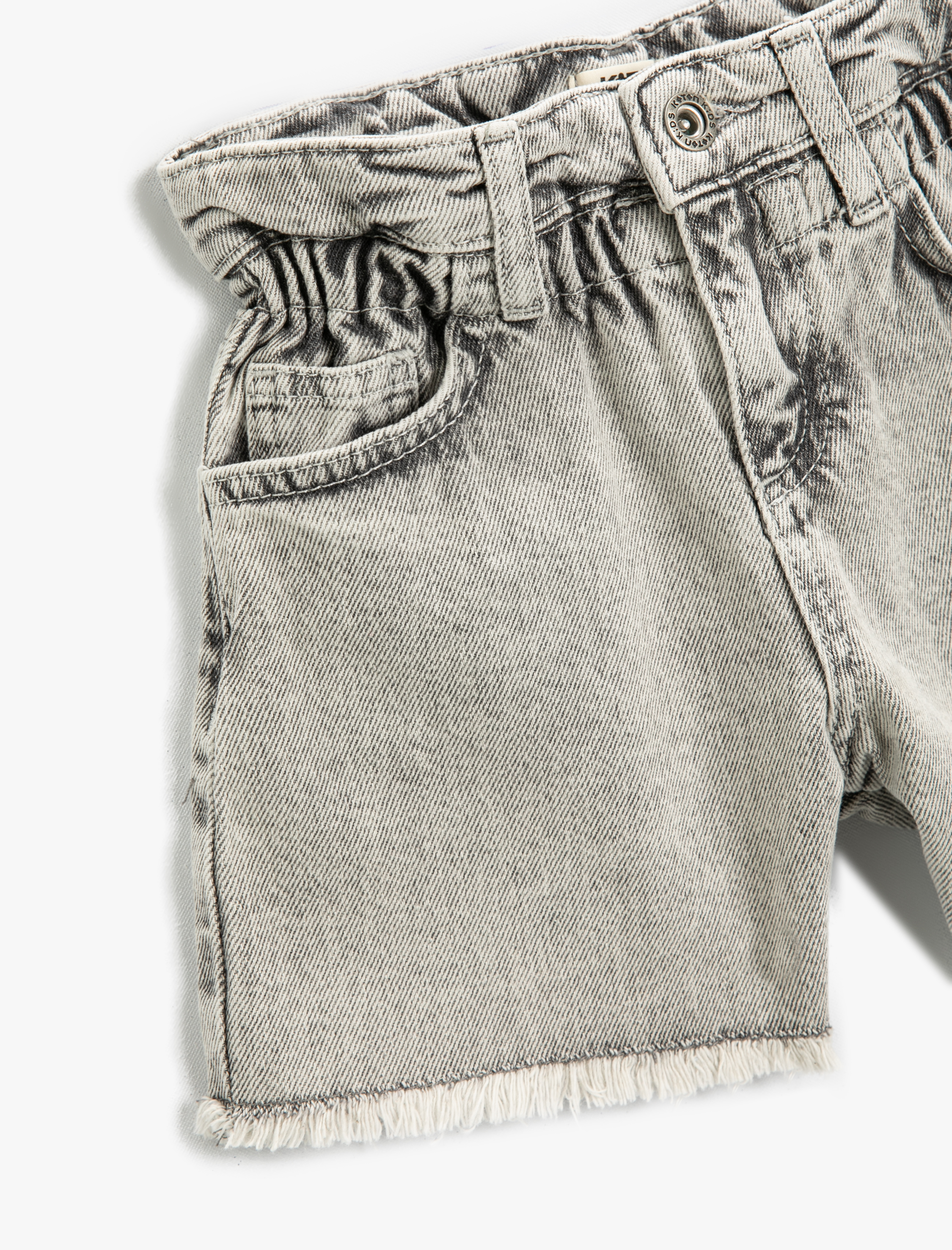  Kız Çocuk Basic Kot Şort Pamuklu Beli Lastikli