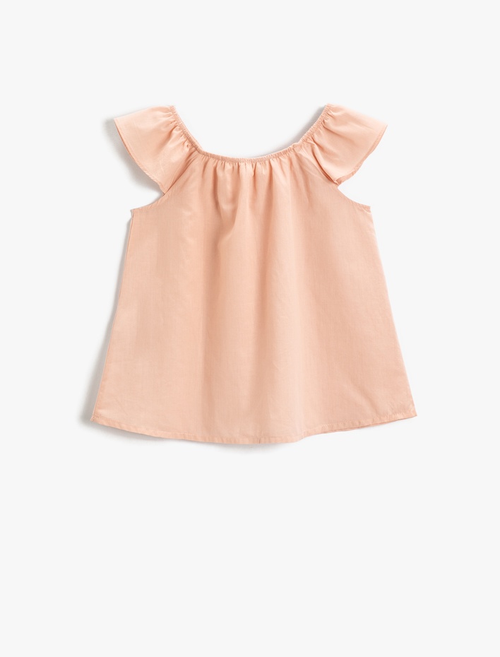 Kız Çocuk Kolları Fırfırlı Bluz Pamuklu