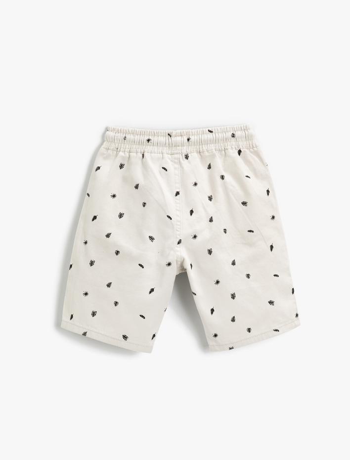 Erkek Çocuk Baskılı Beli Bağcıklı Şort Pamuklu