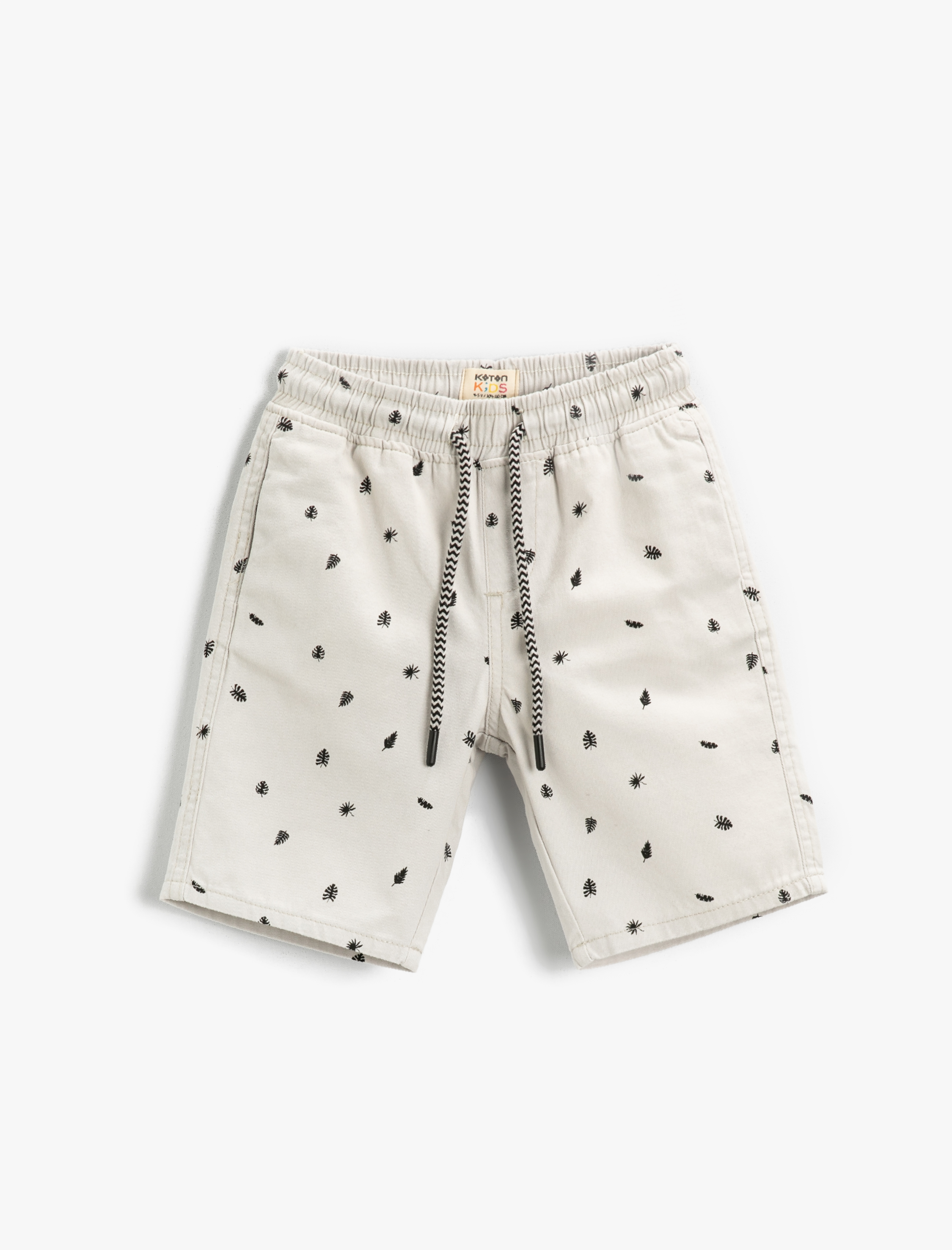  Erkek Çocuk Baskılı Beli Bağcıklı Şort Pamuklu