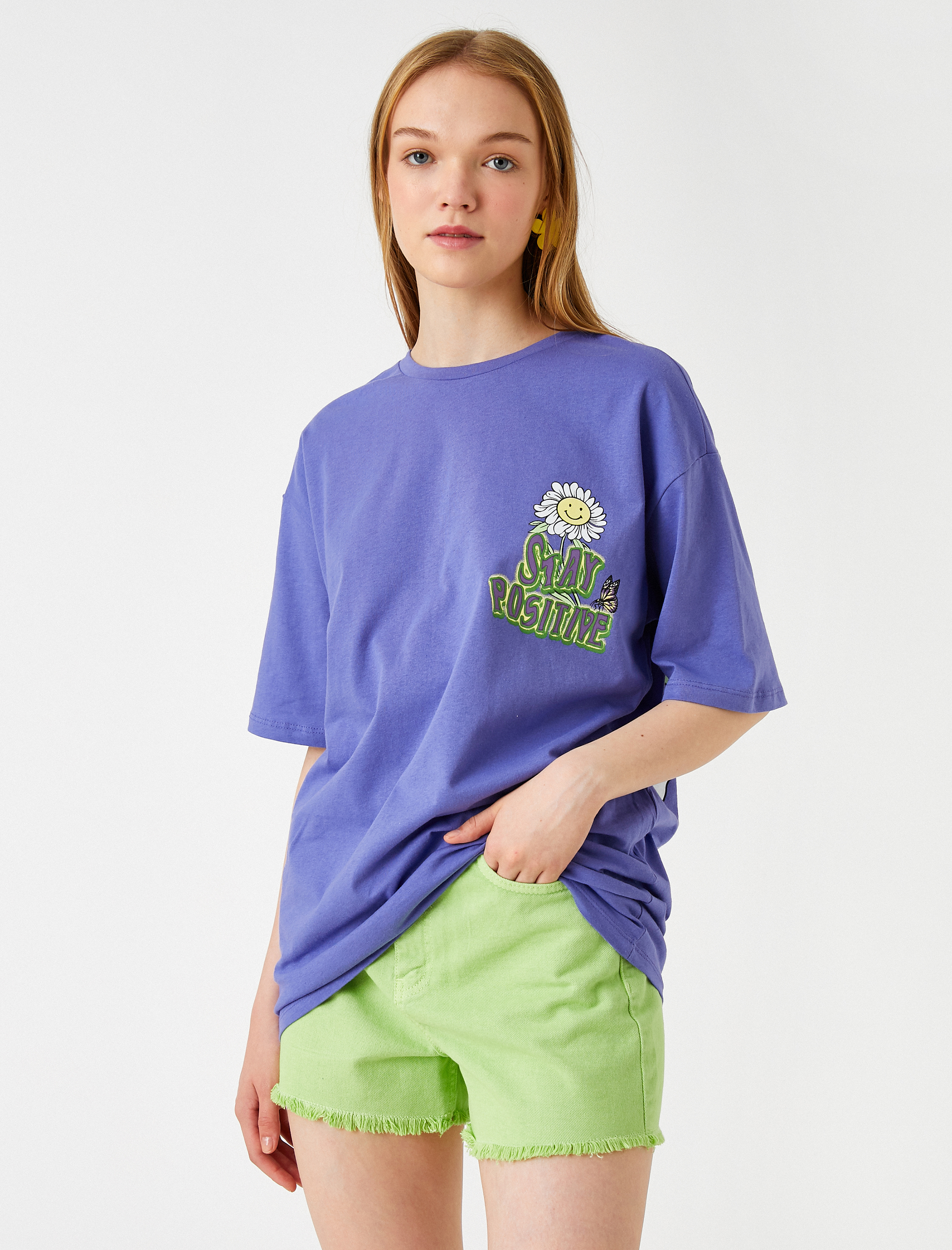   Oversize Baskılı Kısa Kollu Tişört