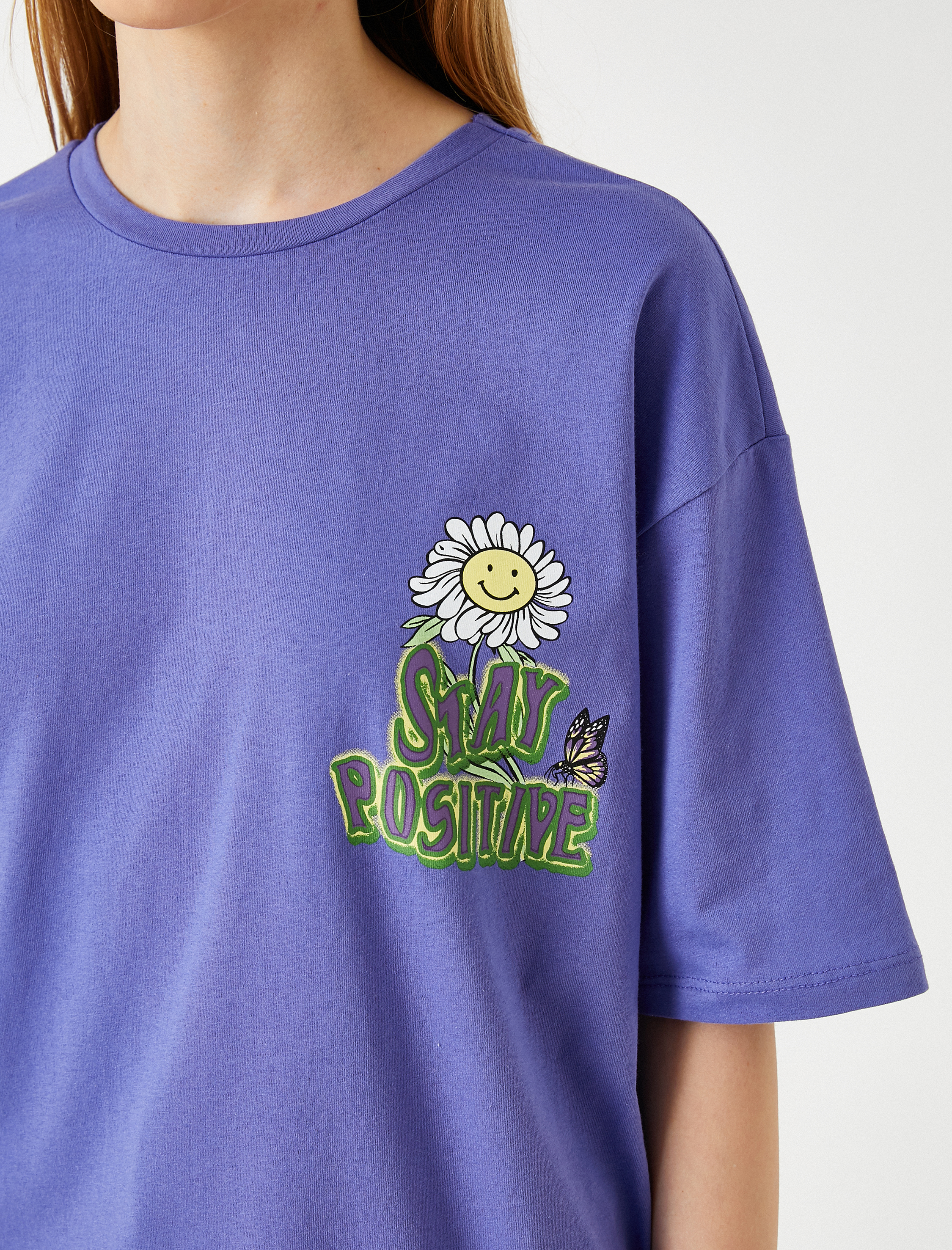   Oversize Baskılı Kısa Kollu Tişört