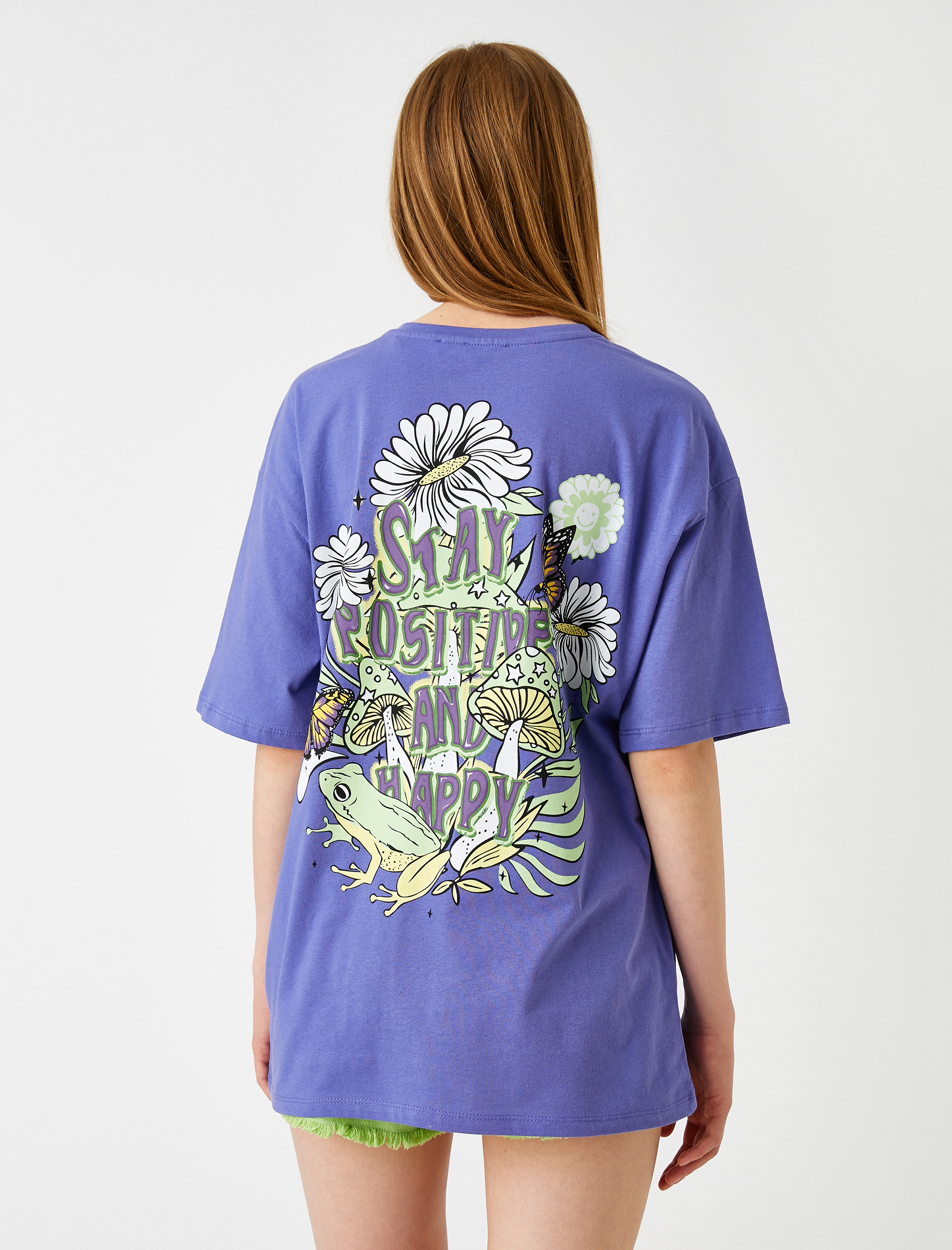   Oversize Baskılı Kısa Kollu Tişört