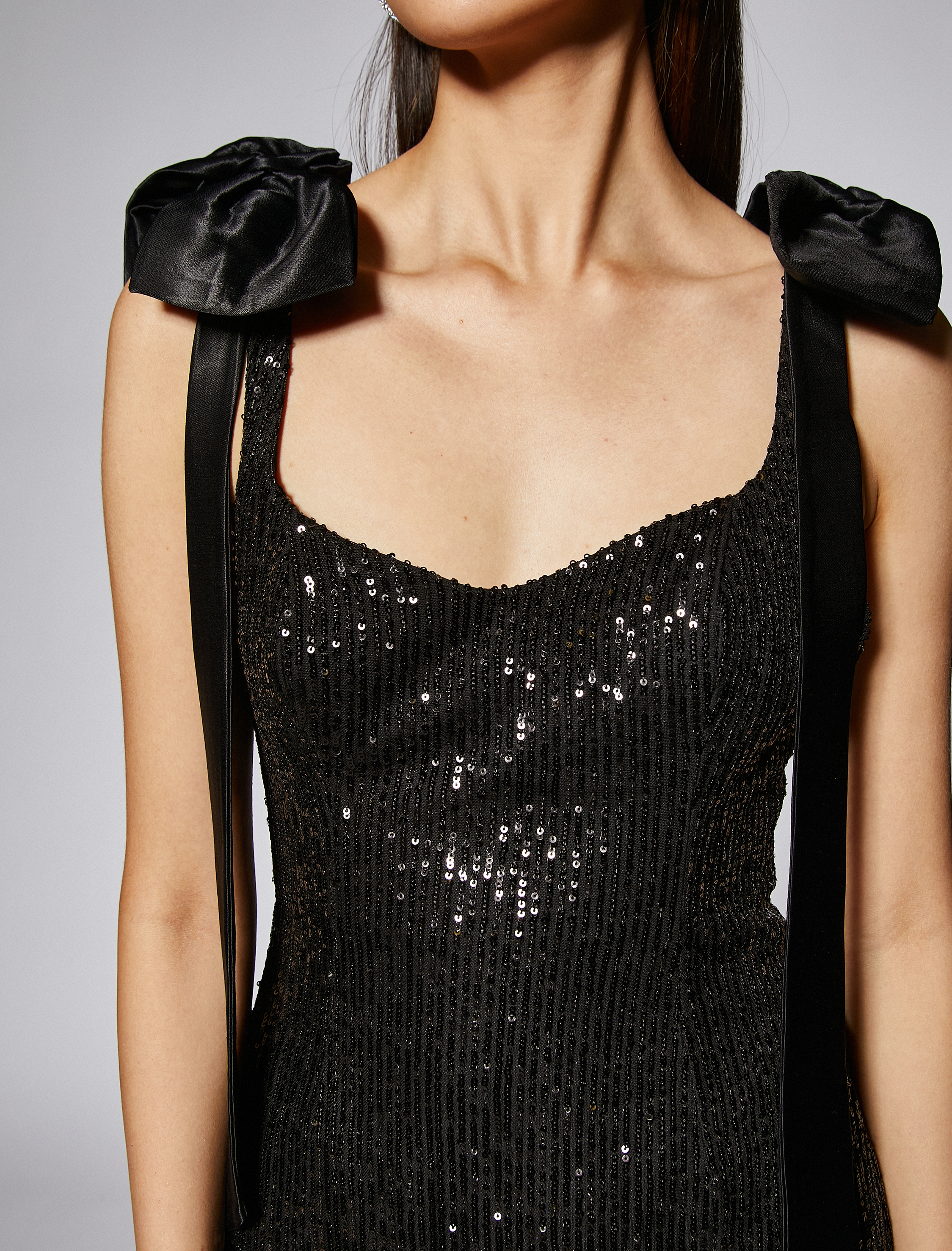   Payetli Askı Detaylı Mini Abiye Elbise