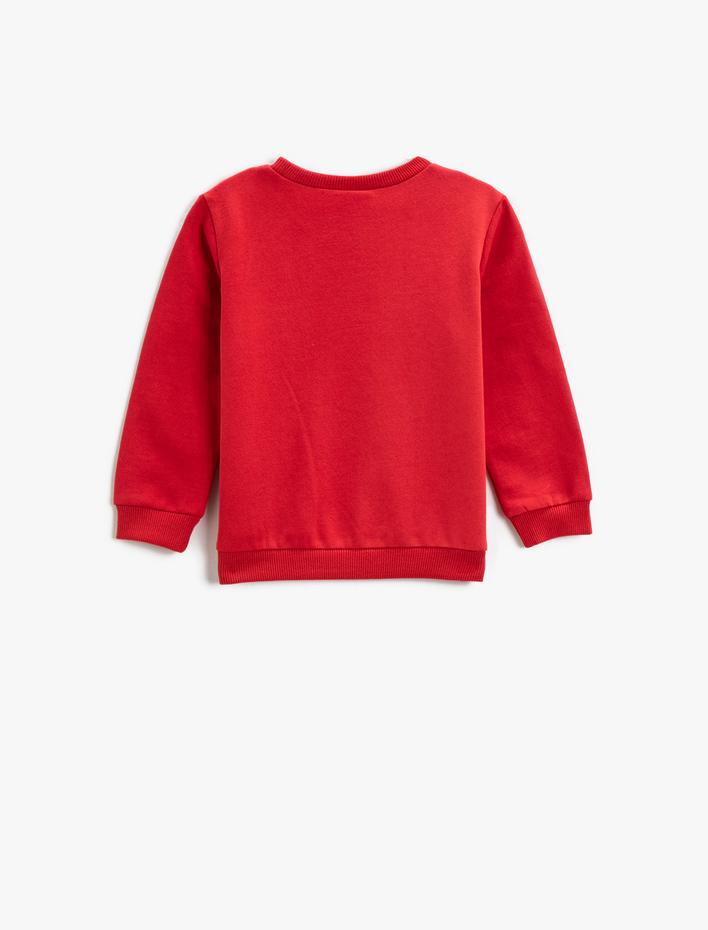 Erkek Bebek Aplike Detaylı Sweatshirt Bisiklet Yaka Pamuklu