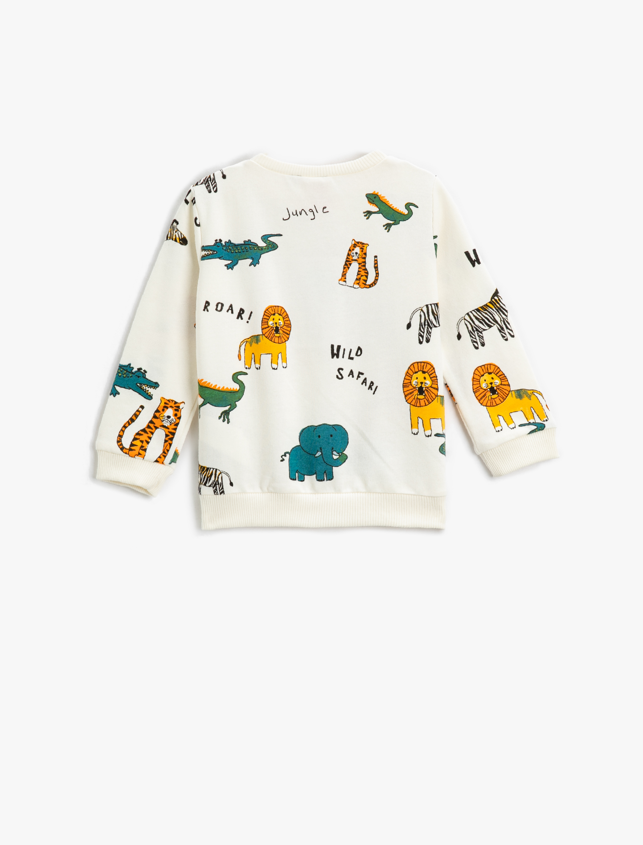  Erkek Bebek Pamuklu Sweatshirt Hayvanlar Baskılı