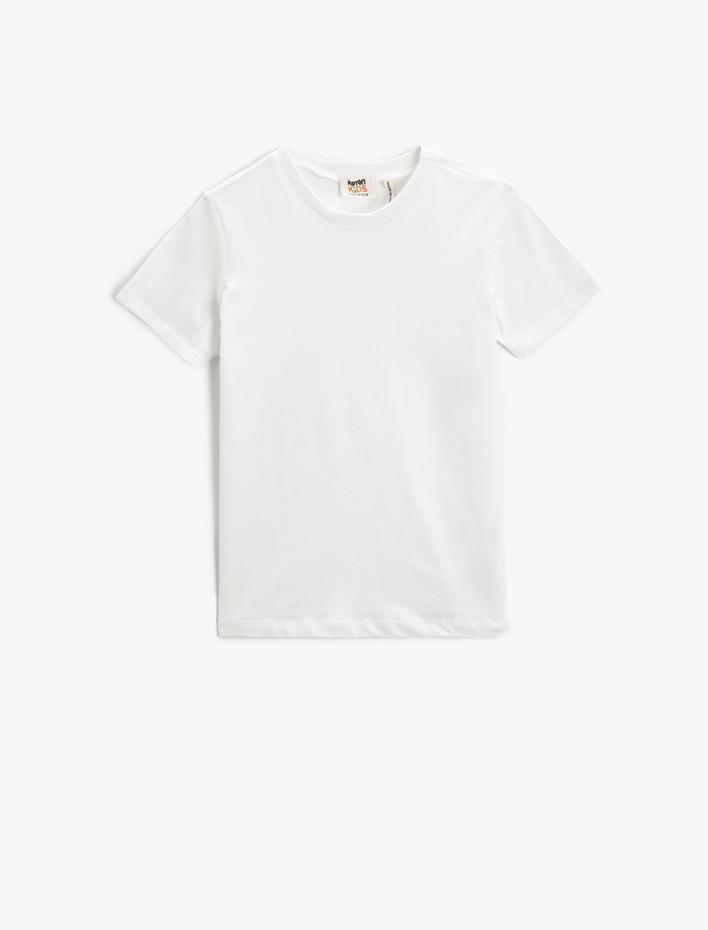 Erkek Çocuk Basic Kısa Kollu Tişört Bisiklet Yaka Pamuklu