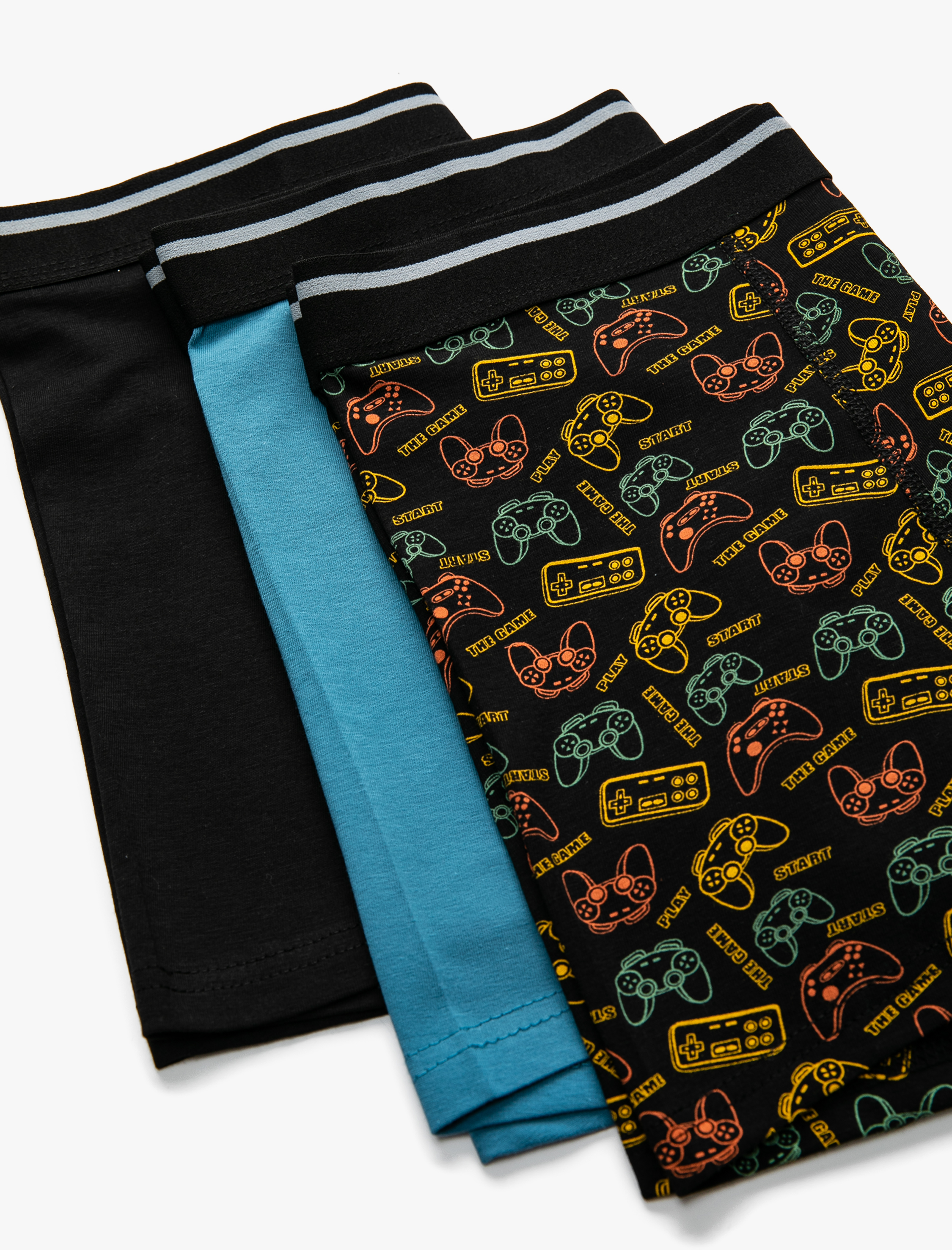   Basic 3'lü Boxer Seti Oyun Desenli Beli Lastikli