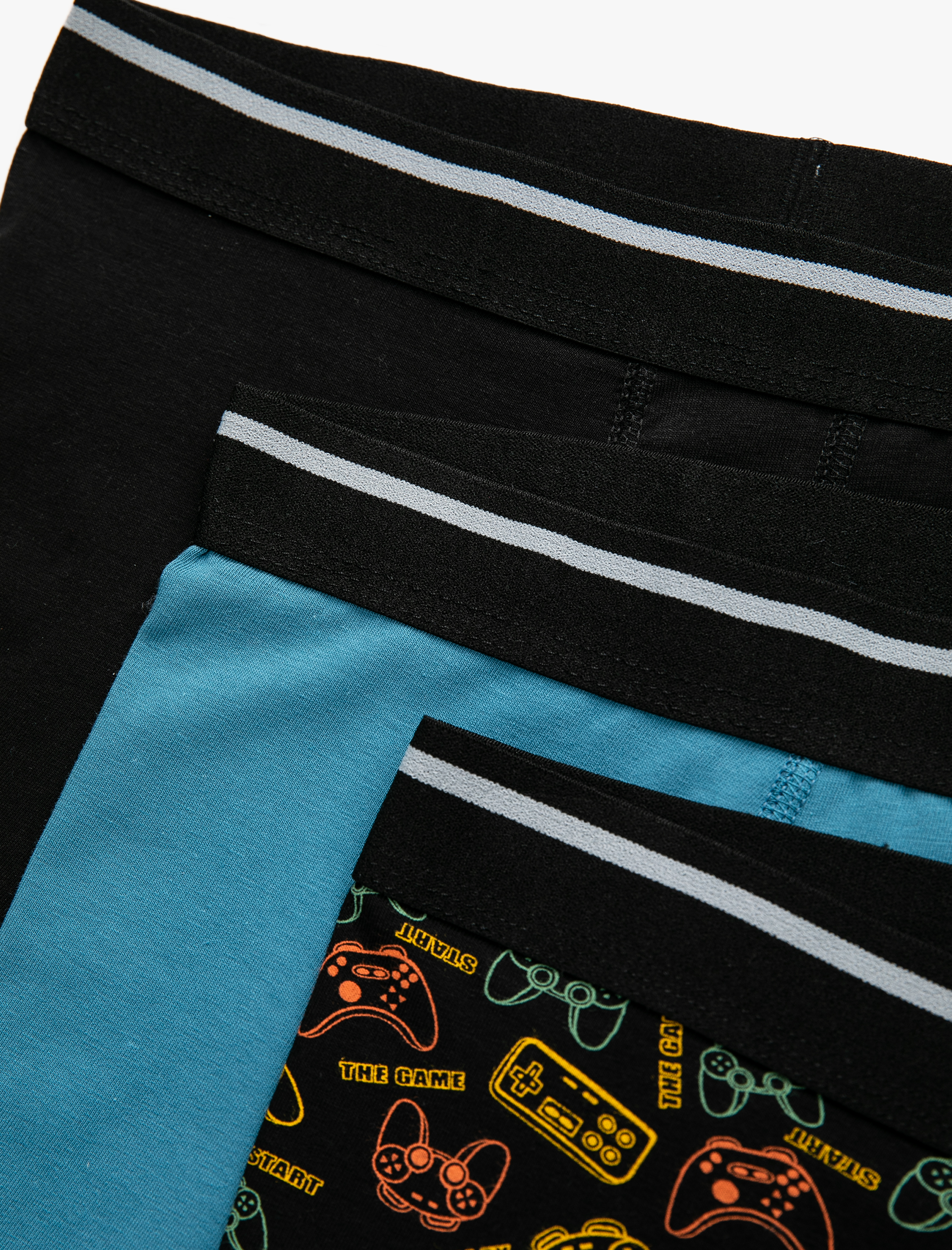   Basic 3'lü Boxer Seti Oyun Desenli Beli Lastikli