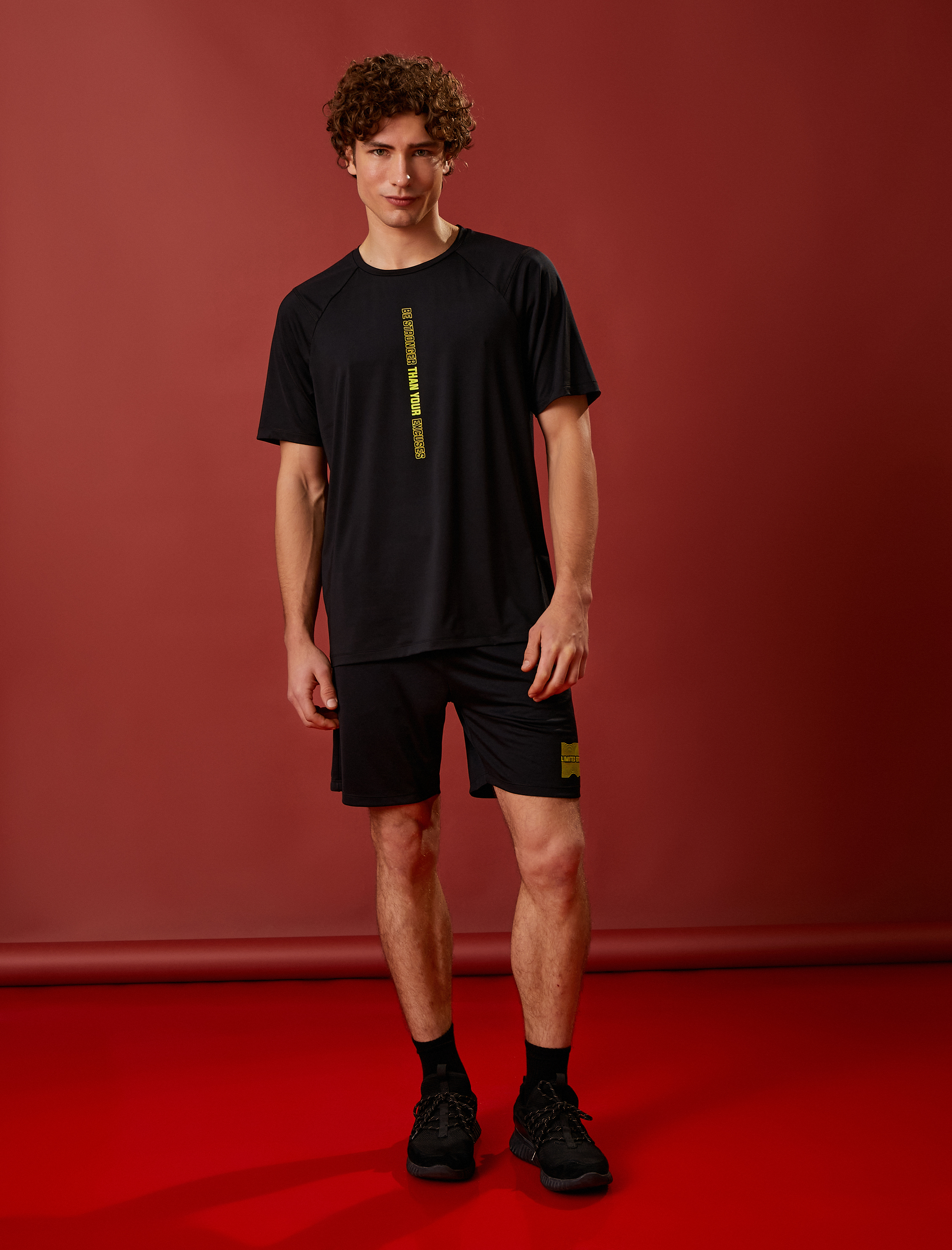   Spor Tişört Slogan Baskılı Bisiklet Yaka