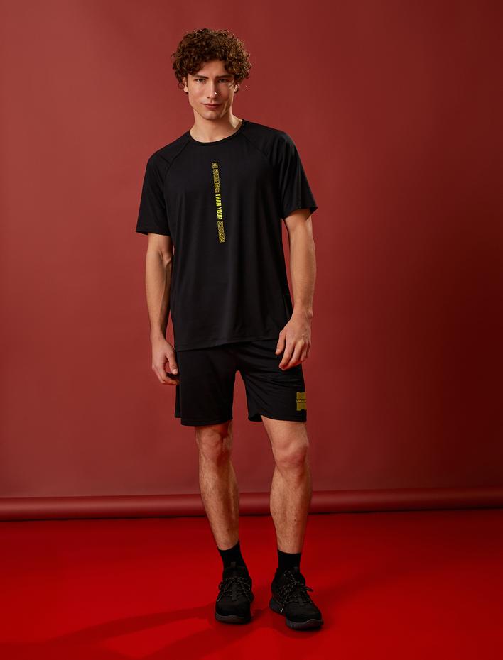  Spor Tişört Slogan Baskılı Bisiklet Yaka