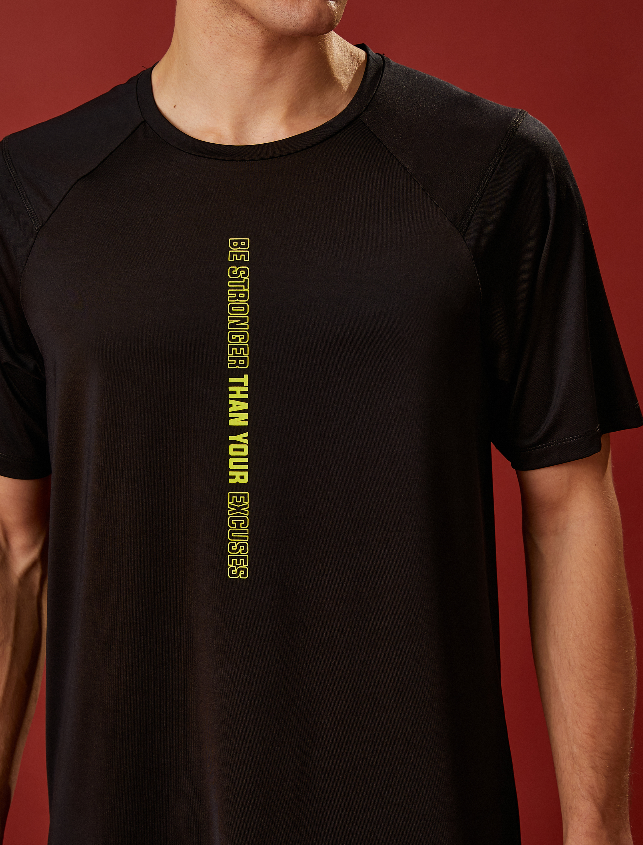   Spor Tişört Slogan Baskılı Bisiklet Yaka