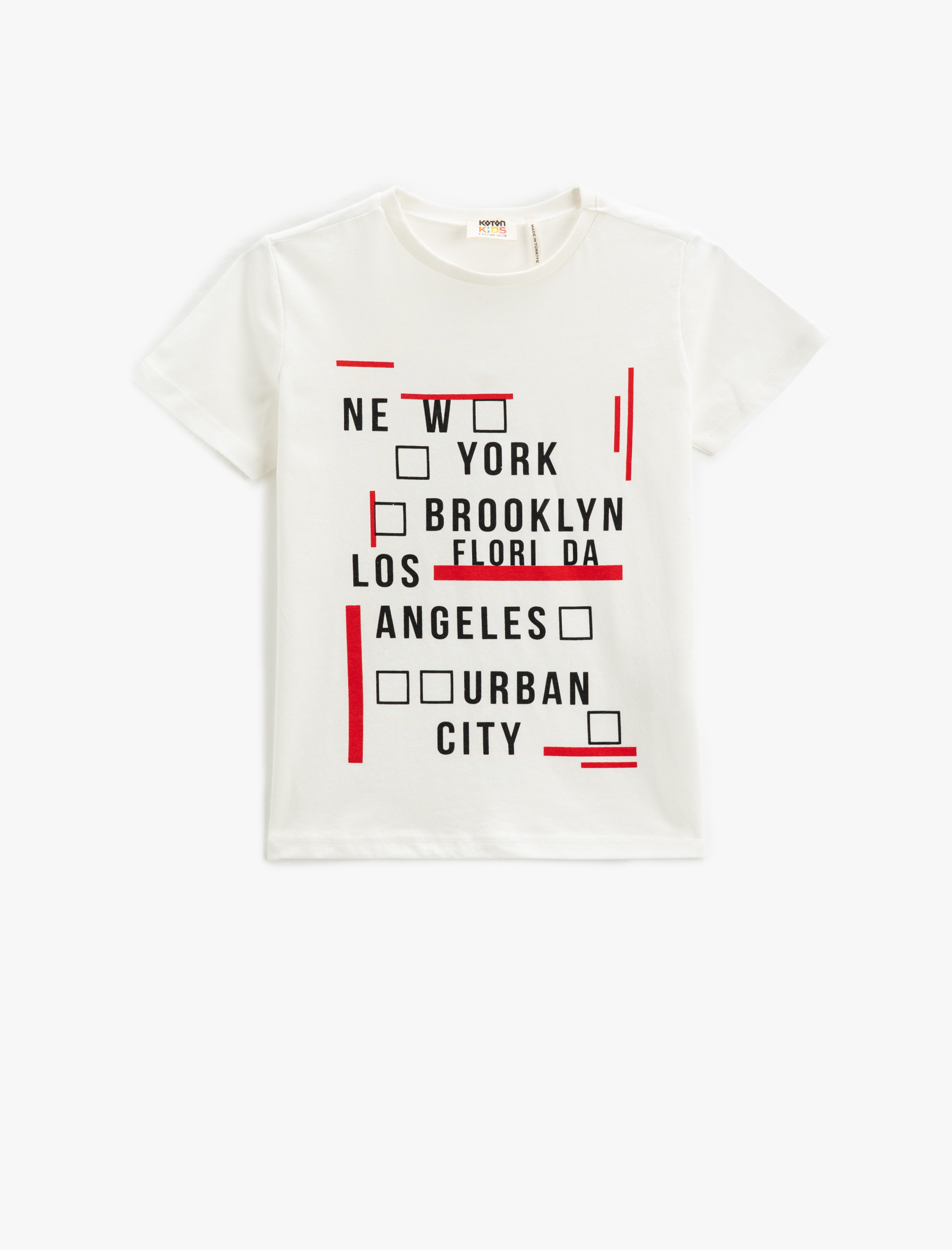  Erkek Çocuk Baskılı Tişört Kısa Kollu Bisiklet Yaka Pamuklu