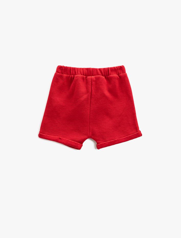 Erkek Bebek Basic Şort Beli Bağlamalı Cepli Dokulu
