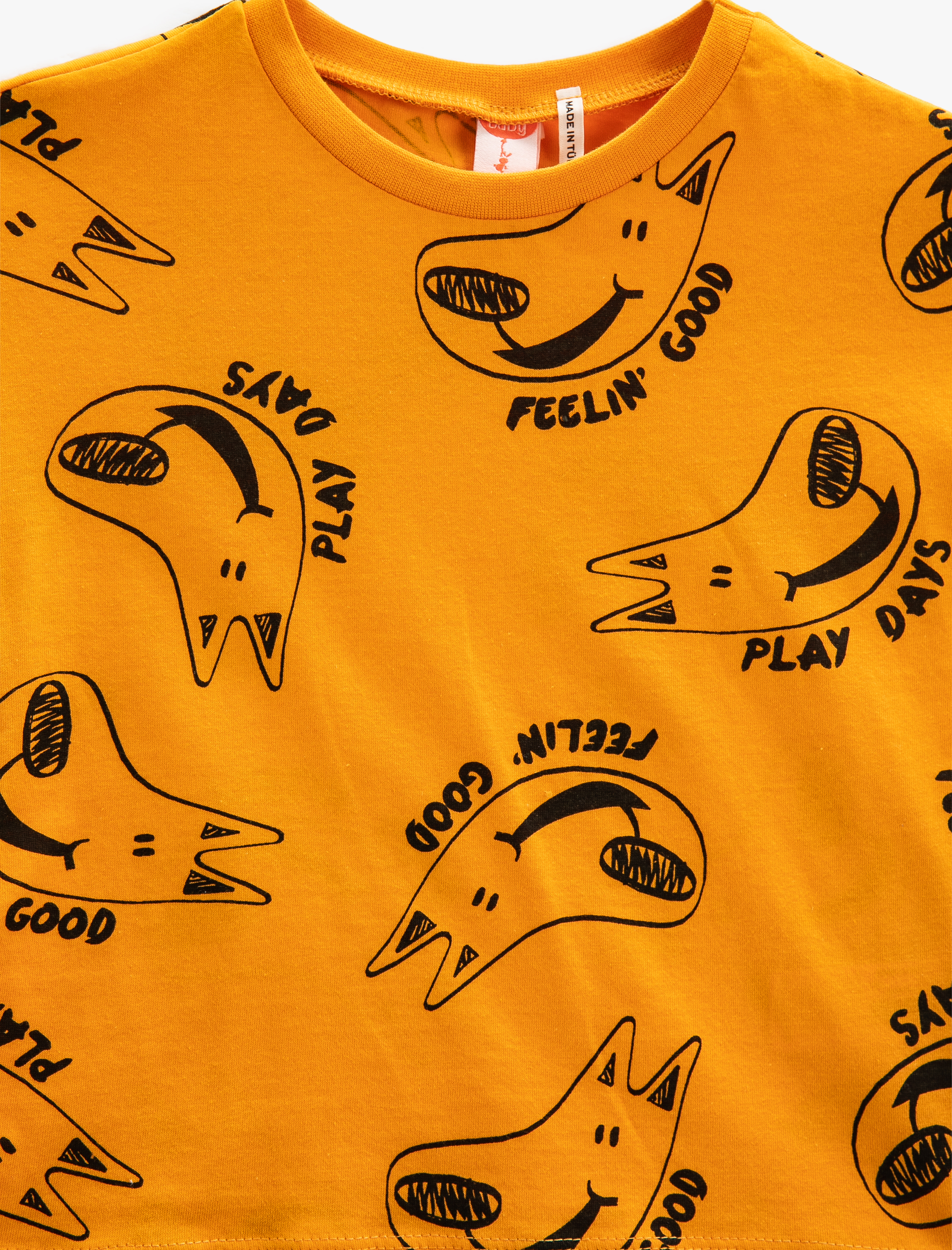  Erkek Bebek Kısa Kollu Tişört Bisiklet Yaka  Köpek Baskılı