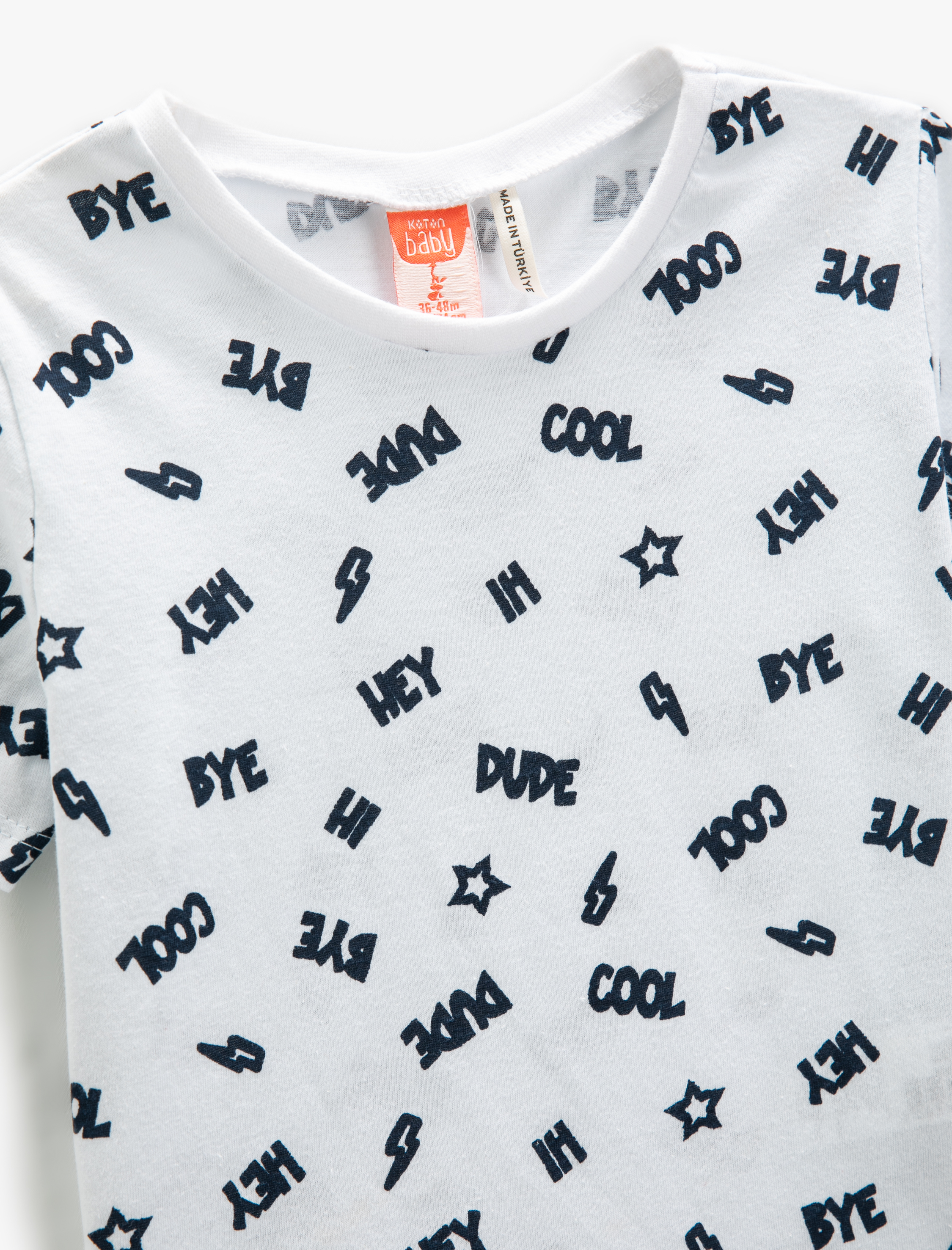  Erkek Bebek Baskılı Kısa Kollu Tişört Bisiklet Yaka