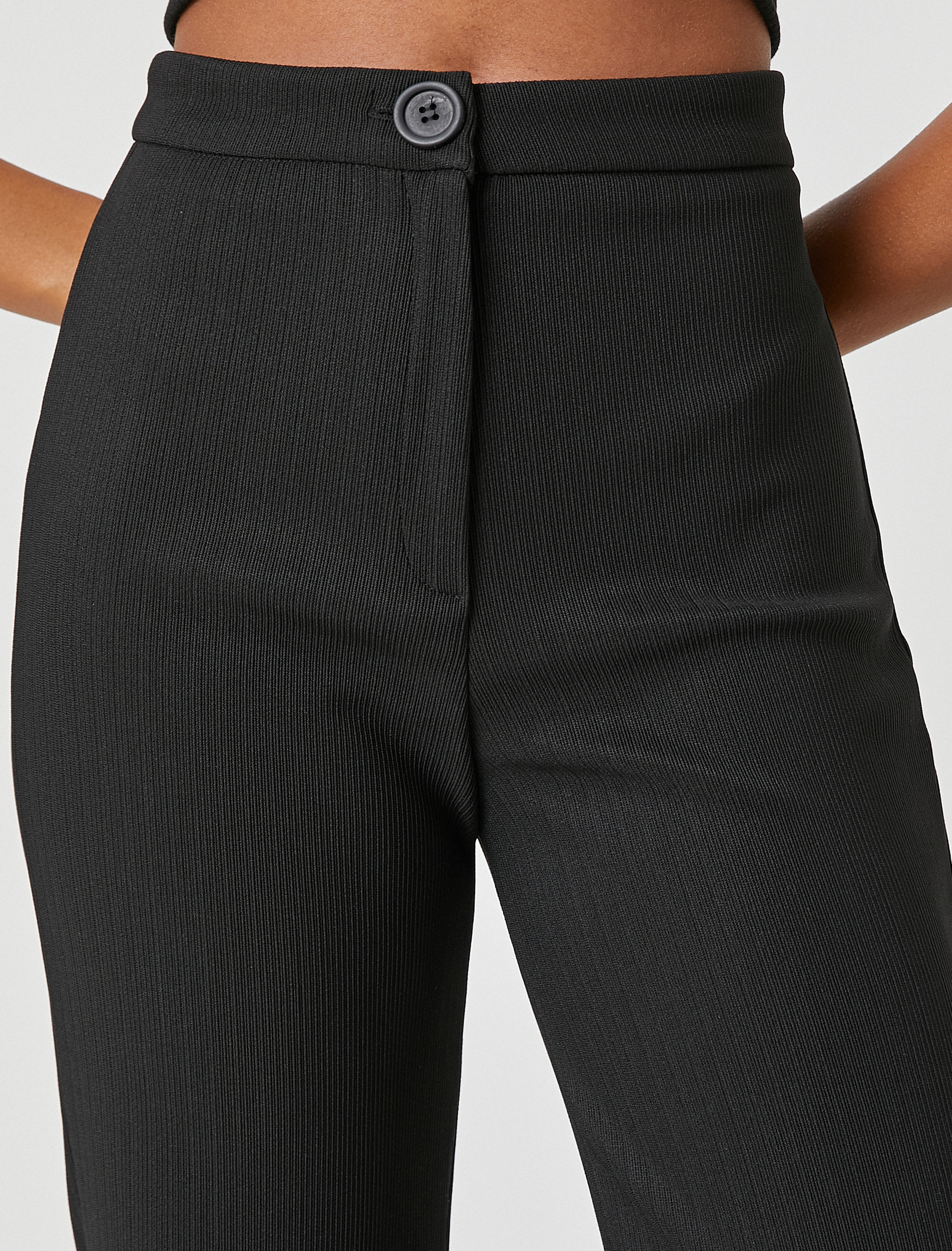   İspanyol Paça Pantolon Yüksek Bel Fitilli Paçası Yırtmaçlı