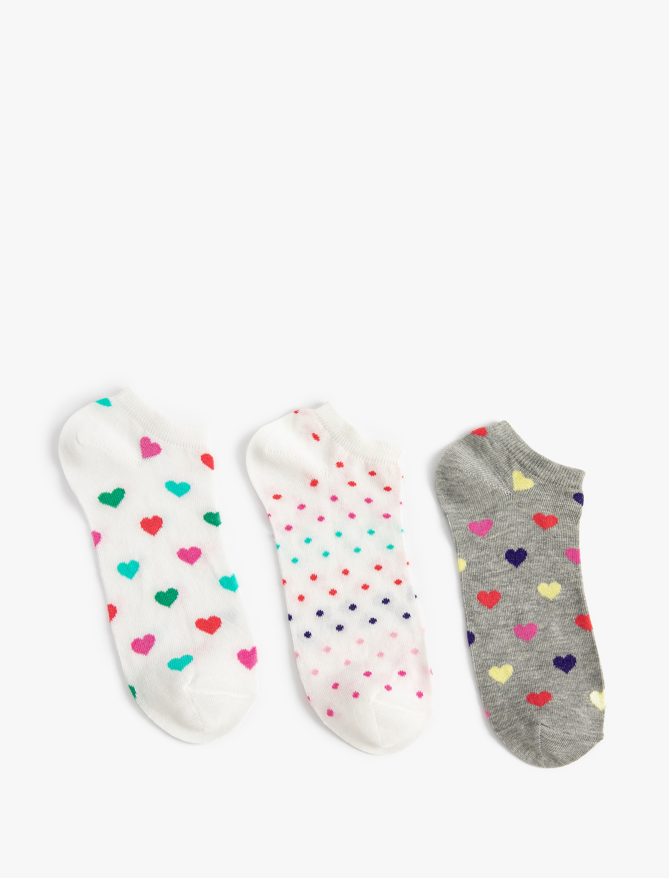  Kadın Kalpli 3'lü Patik Çorap Seti
