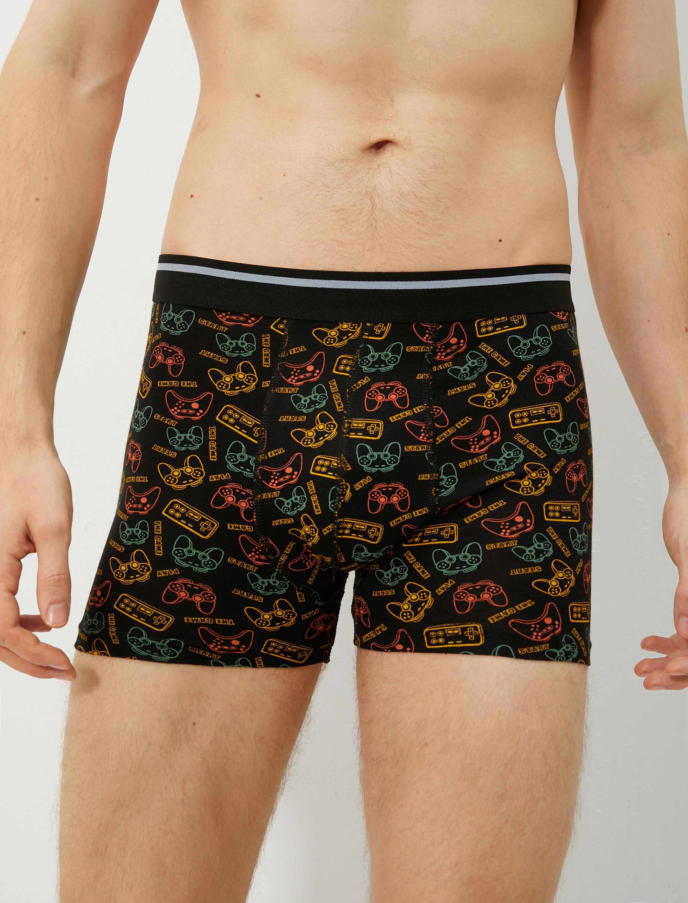   Basic 3'lü Boxer Seti Oyun Desenli Beli Lastikli