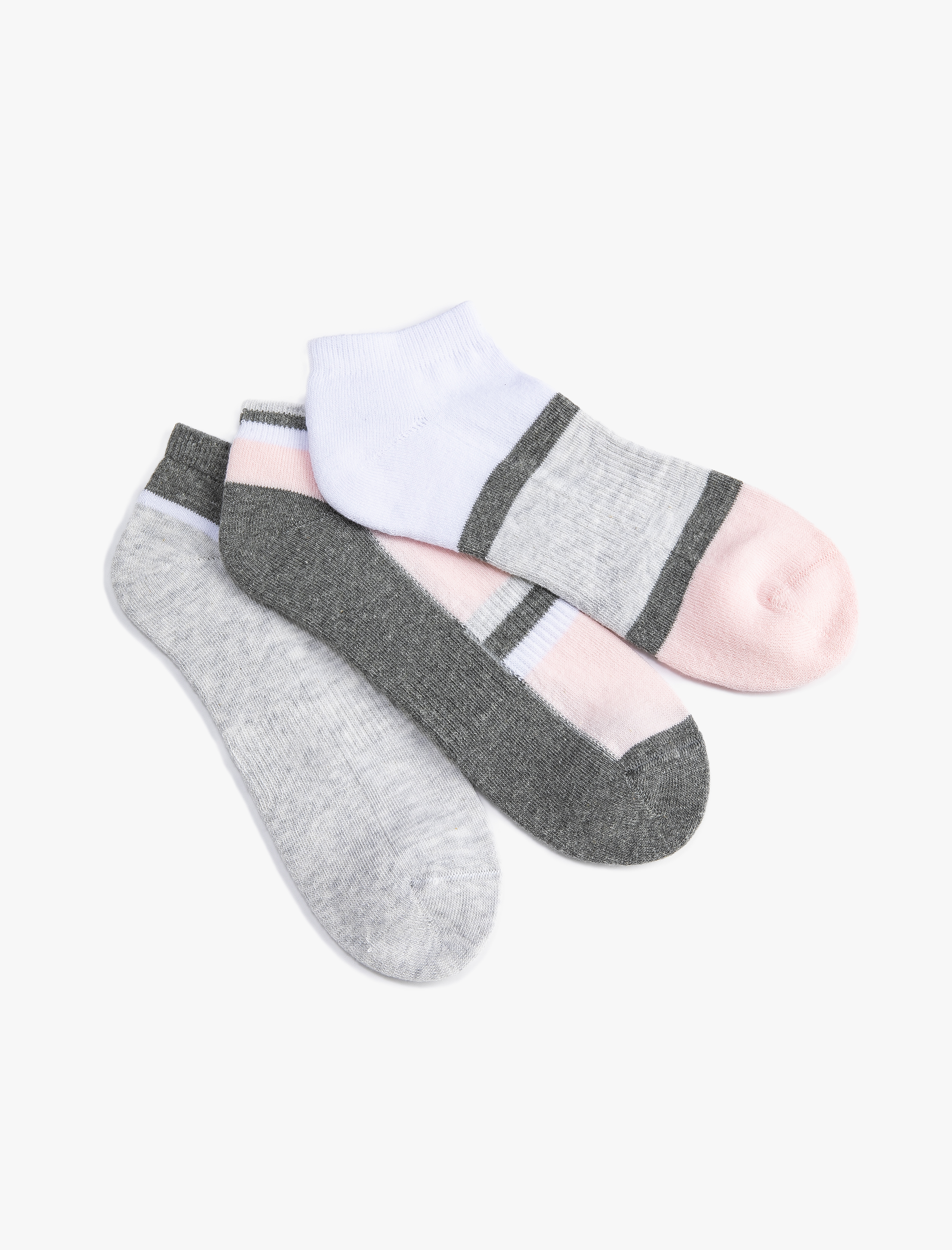  Kadın 3'lü Patik Çorap Seti Geometrik Baskılı Dokulu