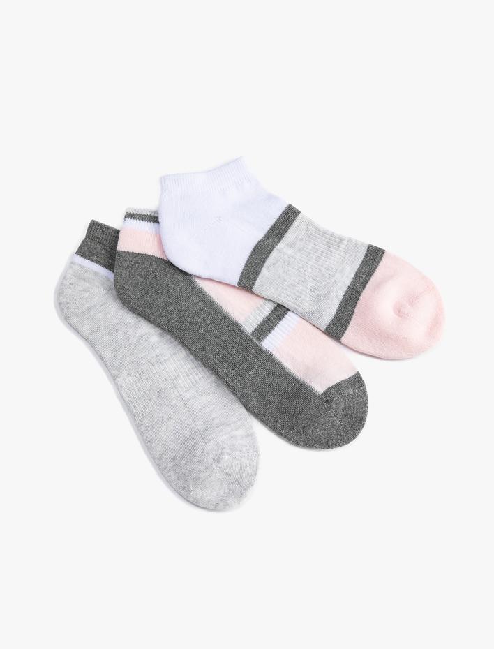Kadın 3'lü Patik Çorap Seti Geometrik Baskılı Dokulu