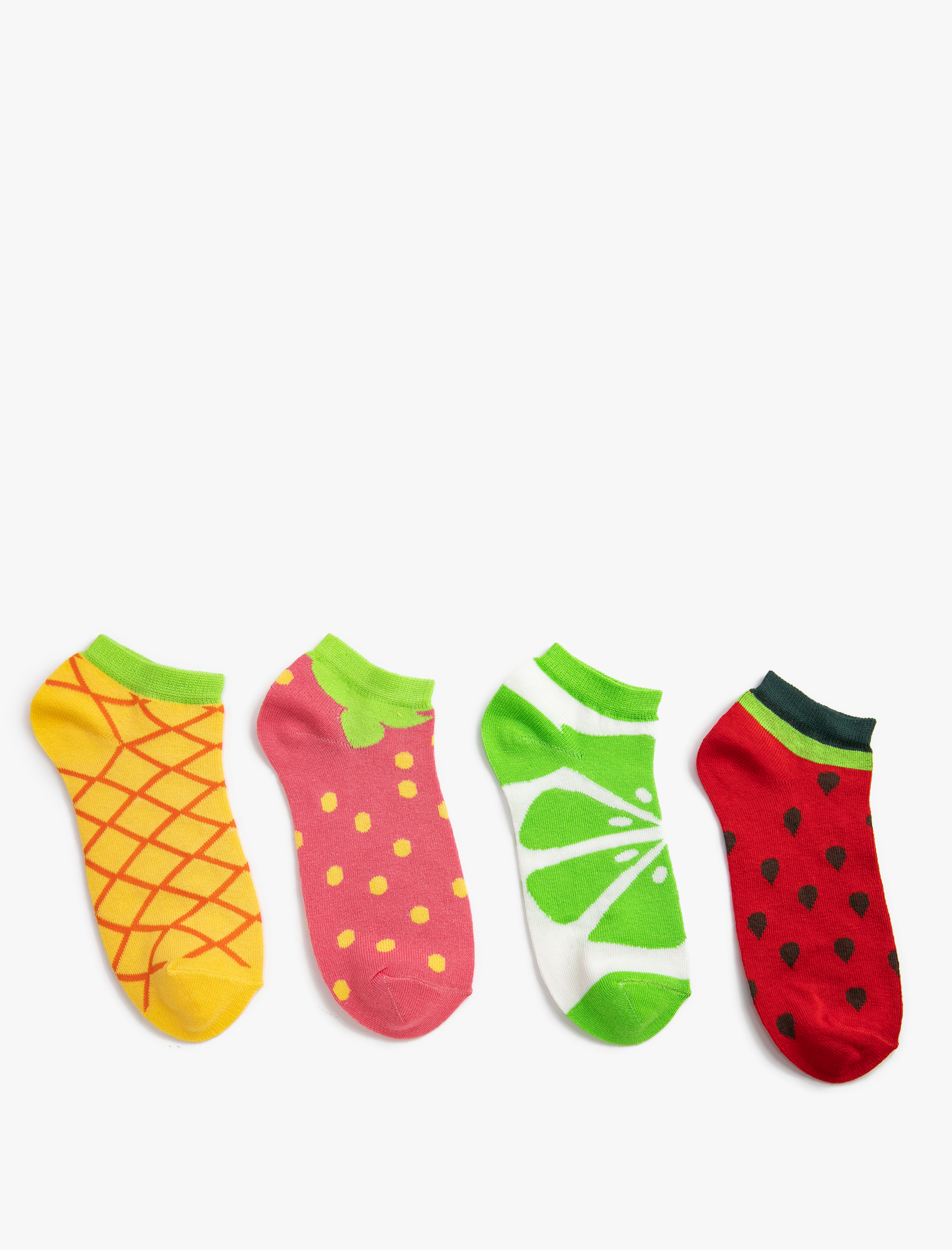  Kadın 4'lü Patik Çorap Seti Meyve Temalı
