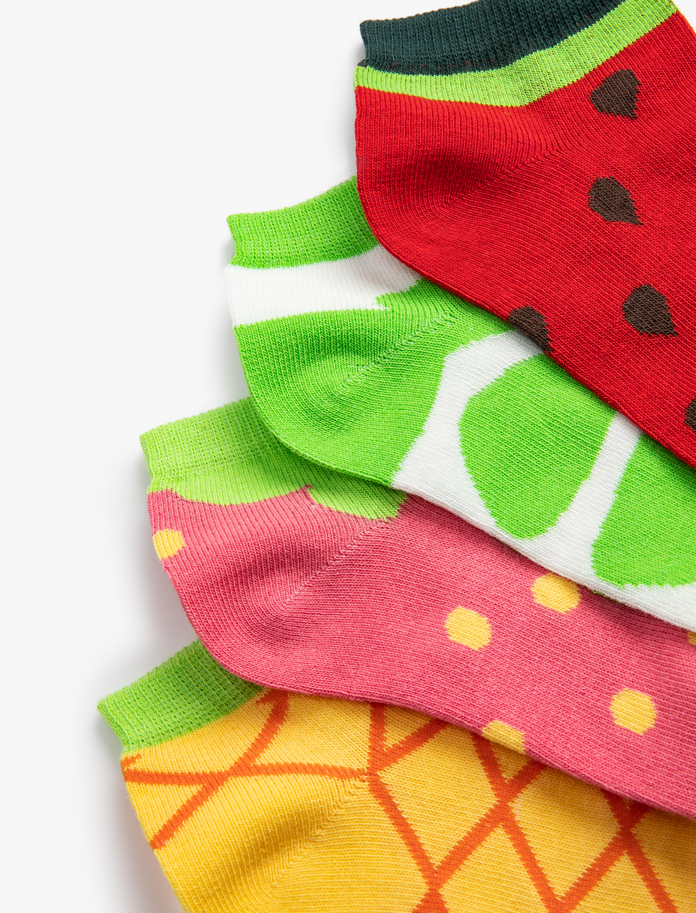  Kadın 4'lü Patik Çorap Seti Meyve Temalı