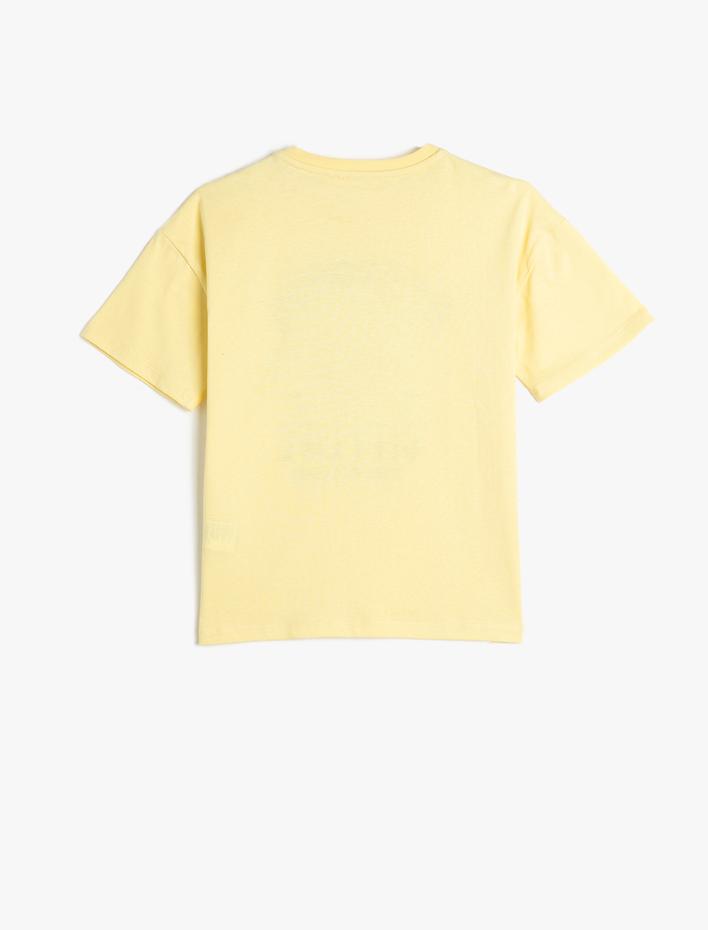 Erkek Çocuk Tişört Kısa Kollu Bisiklet Yaka Kaplan Pul-Payet İşlemeli Pamuklu