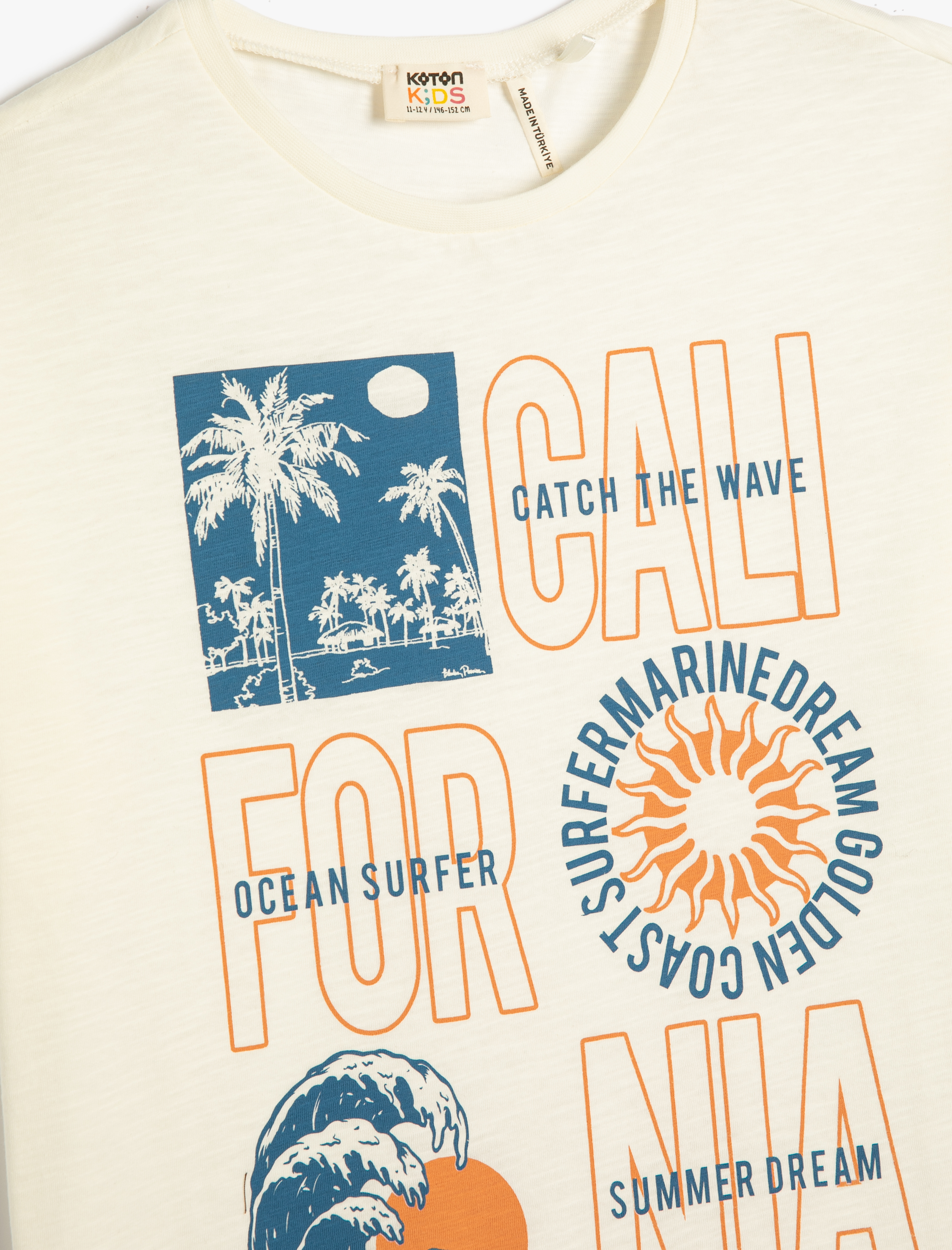  Erkek Çocuk Tişört Kısa Kollu Bisiklet Yaka California Baskılı Pamuklu