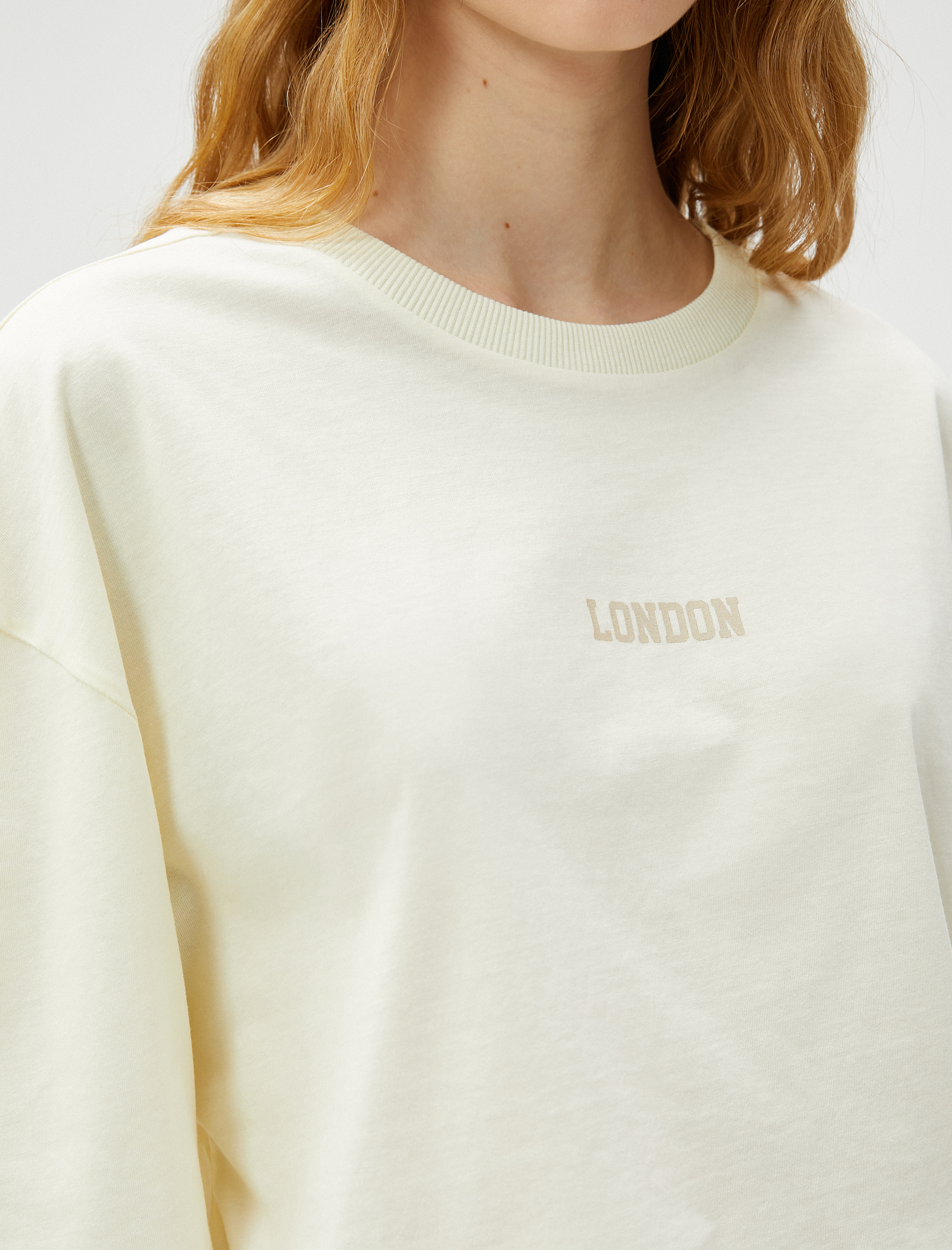   Crop Tişört Baskılı Bisiklet Yaka Pamuklu