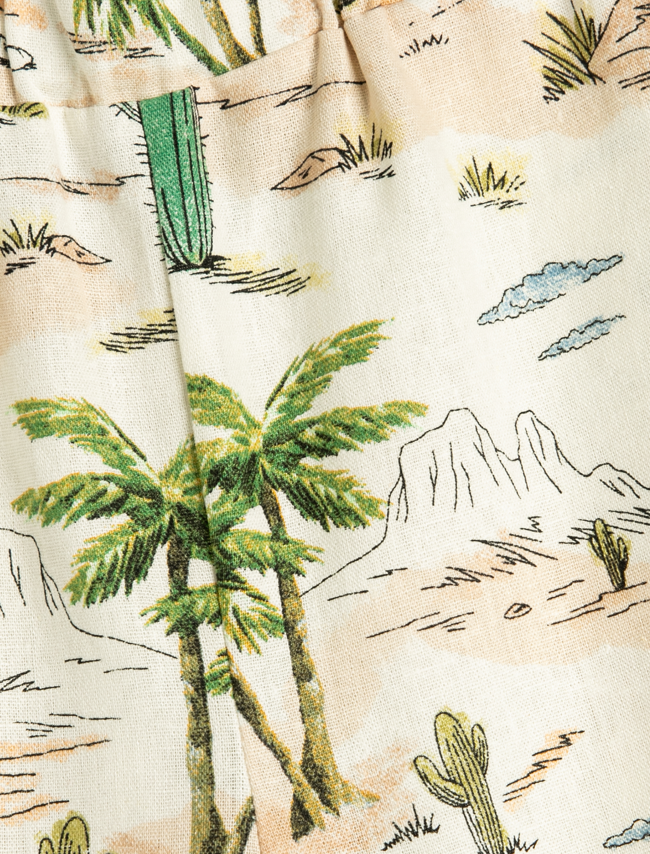  Erkek Çocuk Keten Şort Cepli Safari Temalı Baskılı