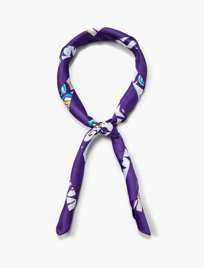 Kadın Bandana Floral Baskılı Parlak