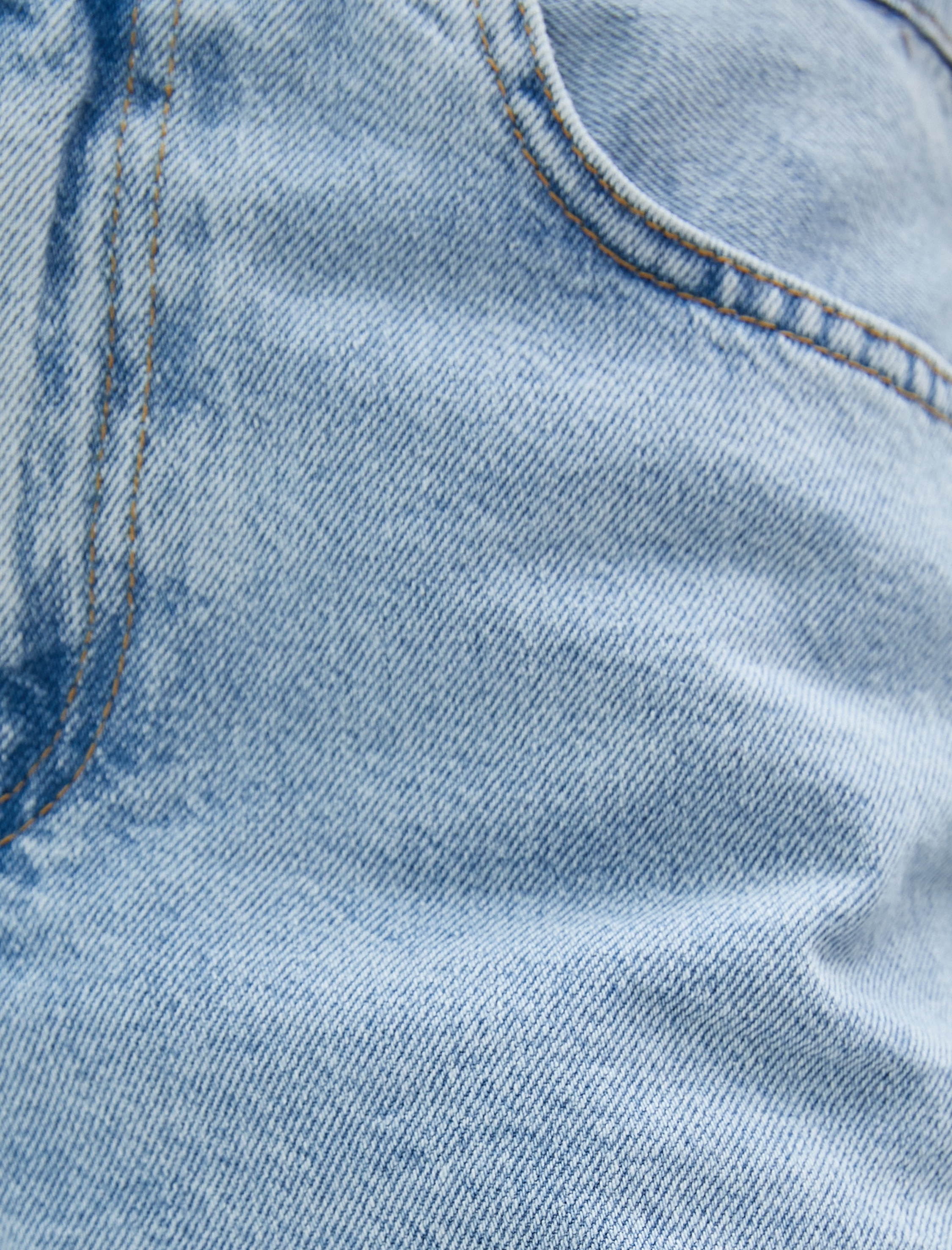   Kot Şort Yüksek Bel Yırtık Detaylı Cepli Pamuklu