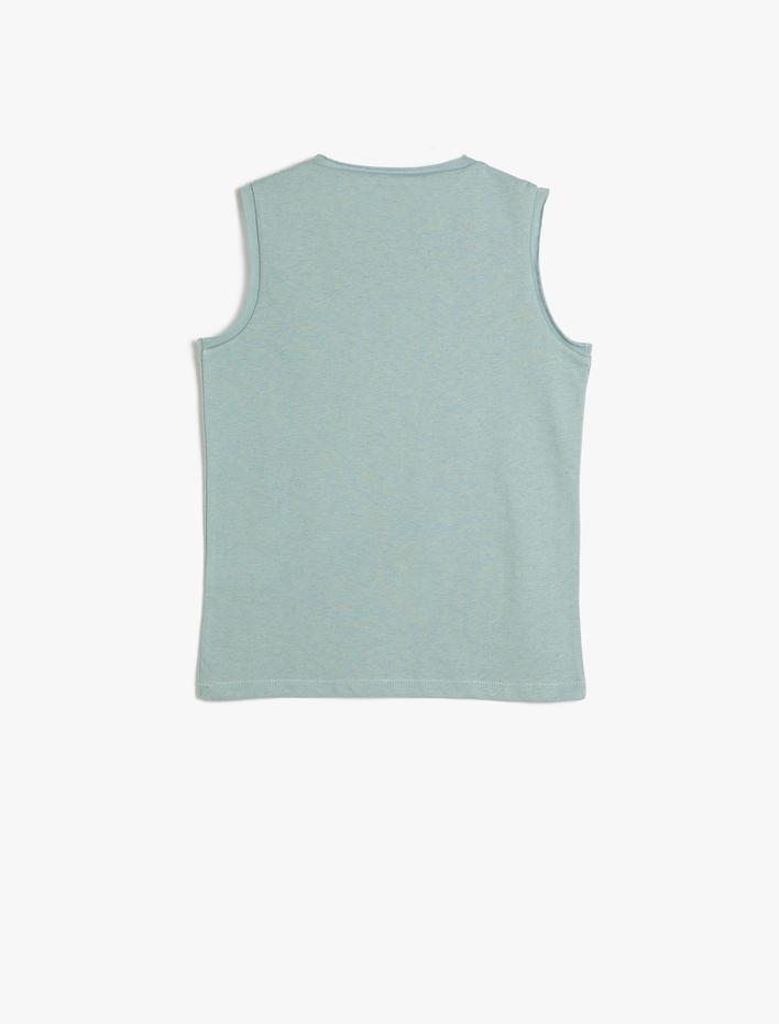 Erkek Çocuk Atlet Bisiklet Yaka Dinozor Baskılı Pamuklu