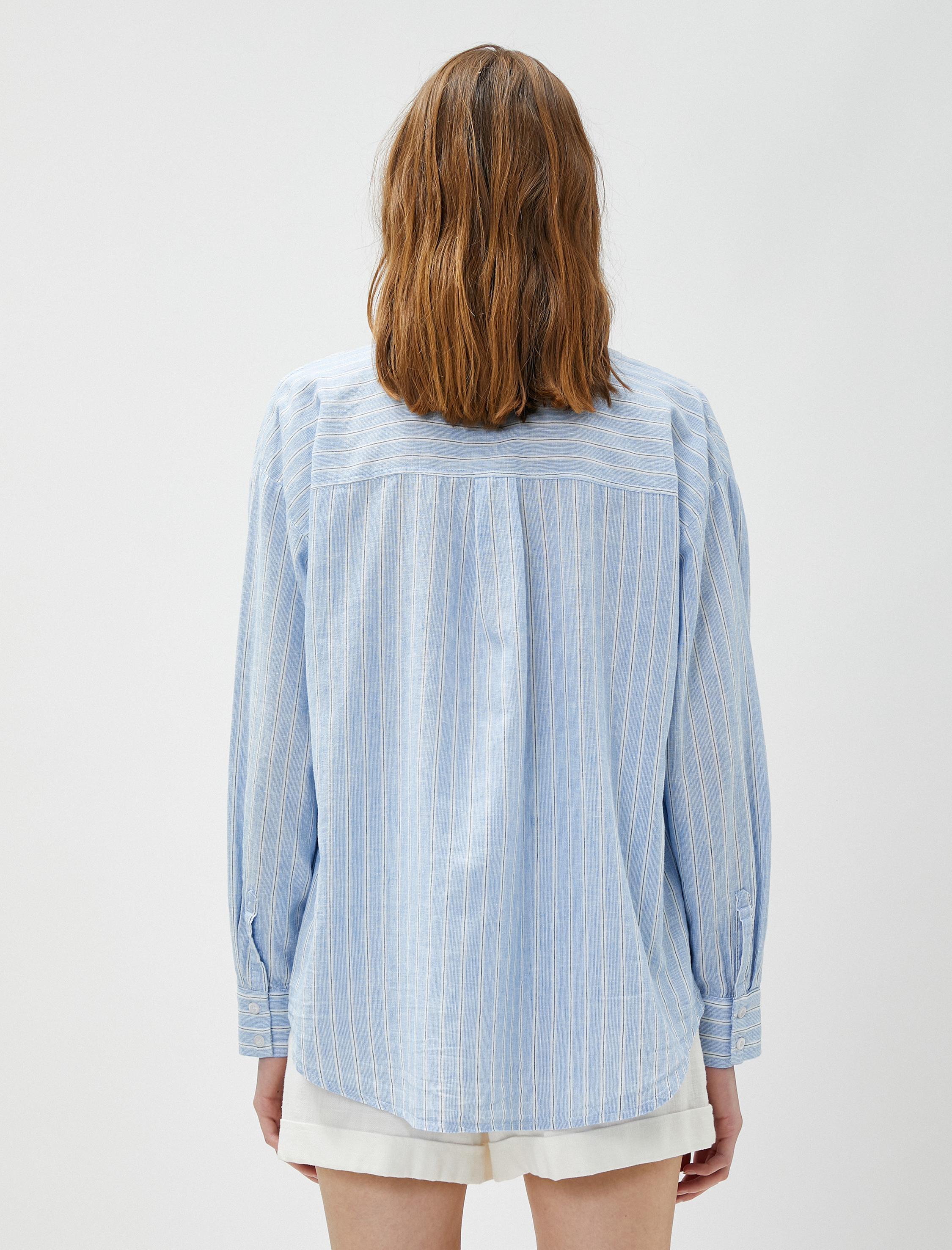   Keten Karışımlı Gömlek Uzun Kollu