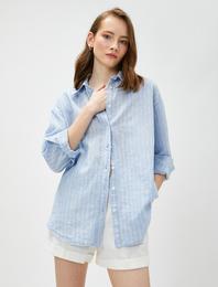 Keten Karışımlı Gömlek Uzun Kollu