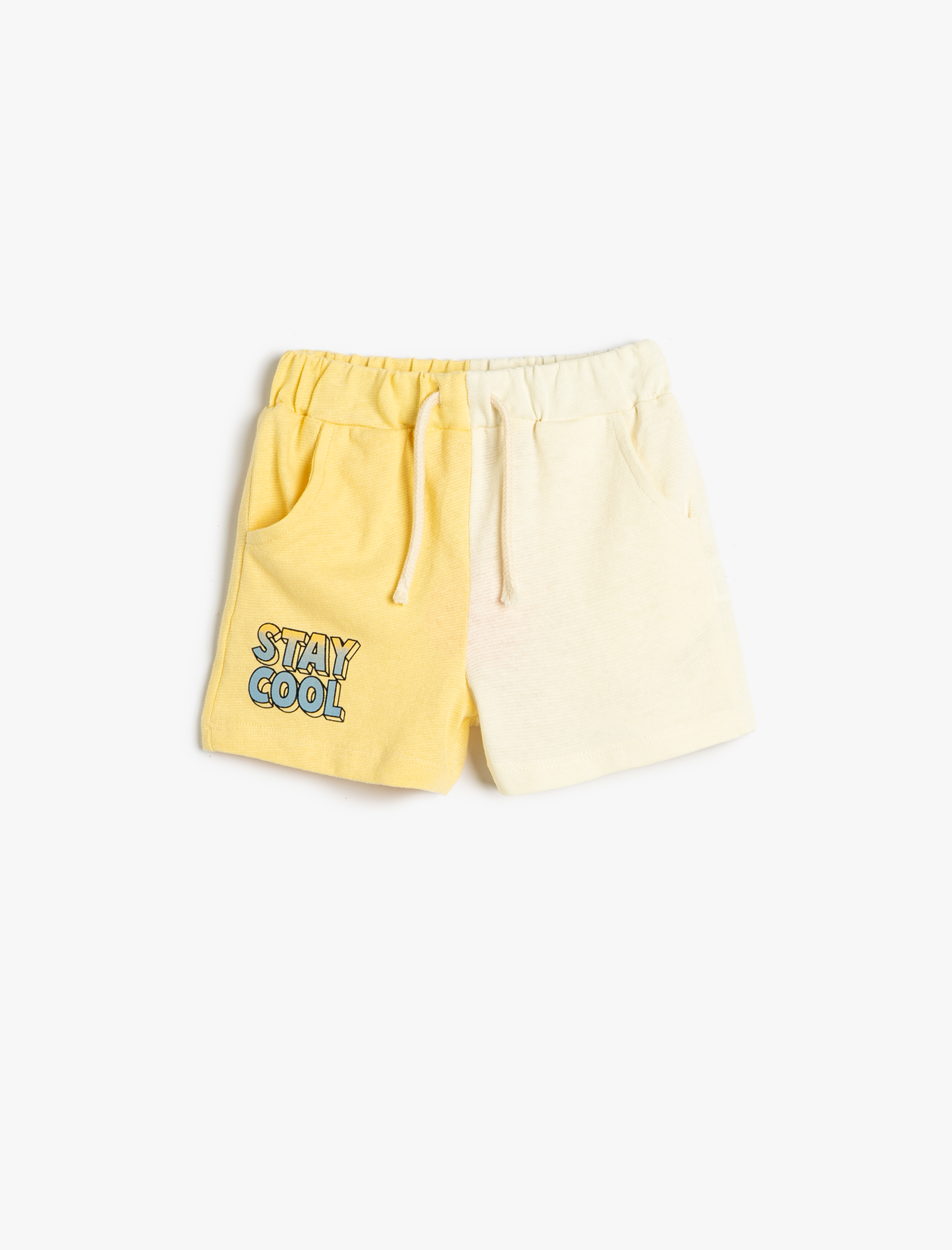  Erkek Bebek Şort Beli Bağlamalı Lastikli Renk Kontrastlı Cepli Pamuklu Baskı Detaylı