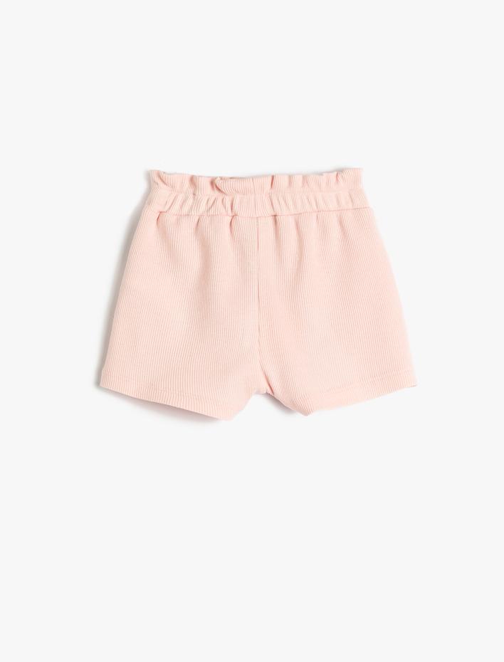 Kız Bebek Şort Ribanalı Beli Lastikli Pamuklu Kiraz Baskılı