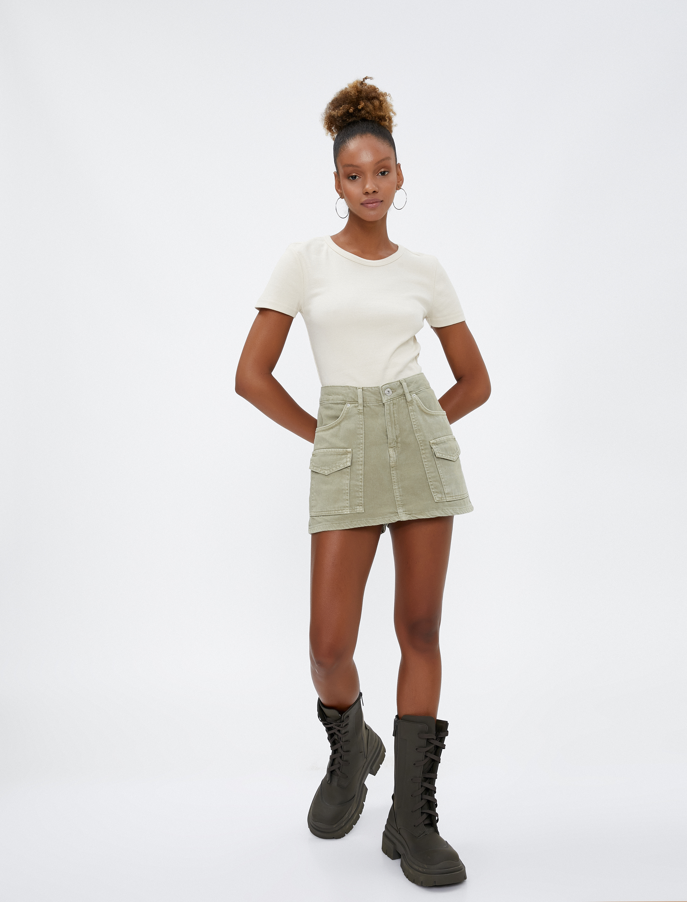   Basic Tişört Kısa Kollu Bisiklet Yaka Ribanalı Pamuklu