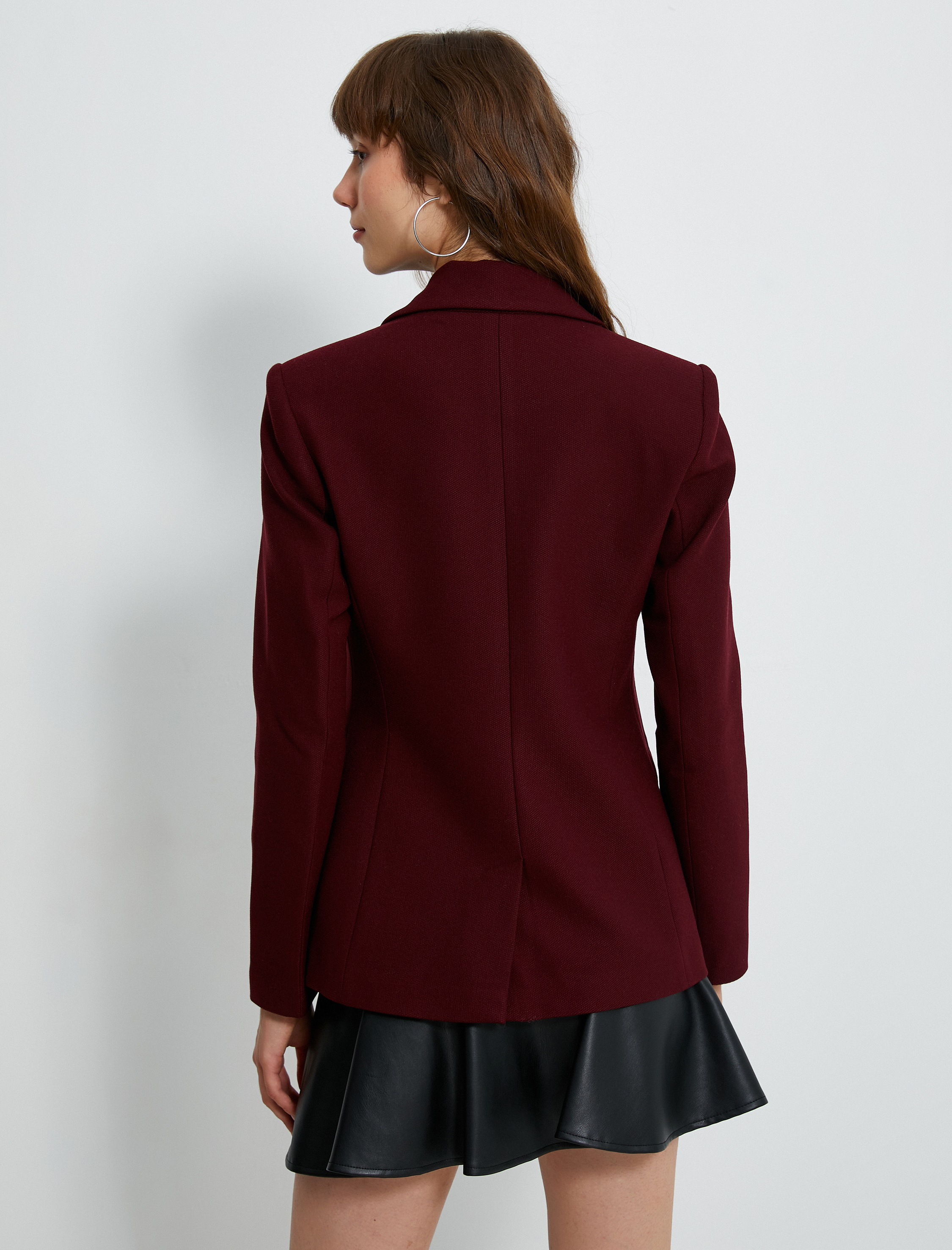   Blazer Ceket Düğmeli Kruvaze Yaka Cep Detaylı