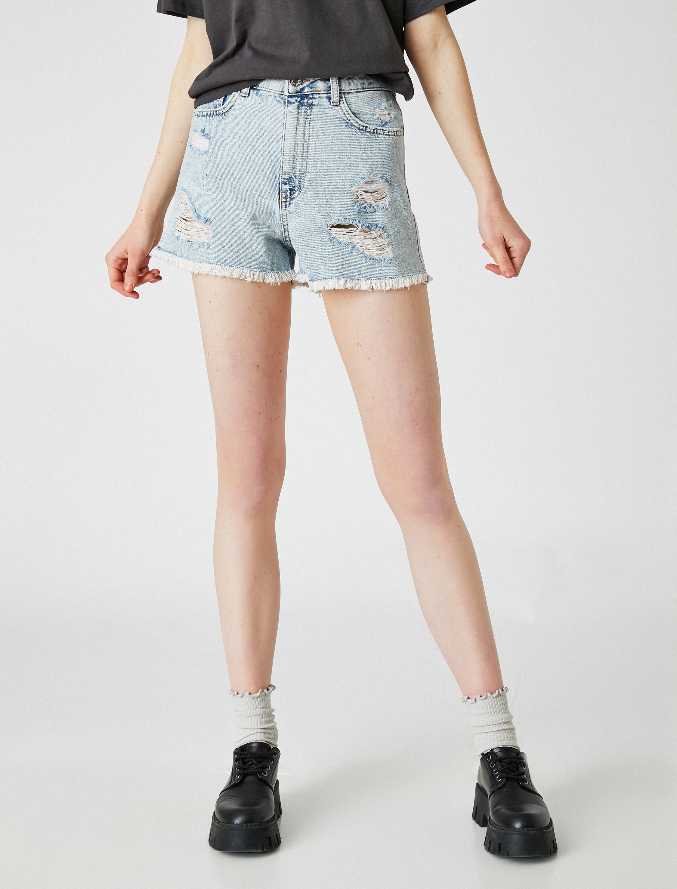   Yüksek Bel Kot Şort