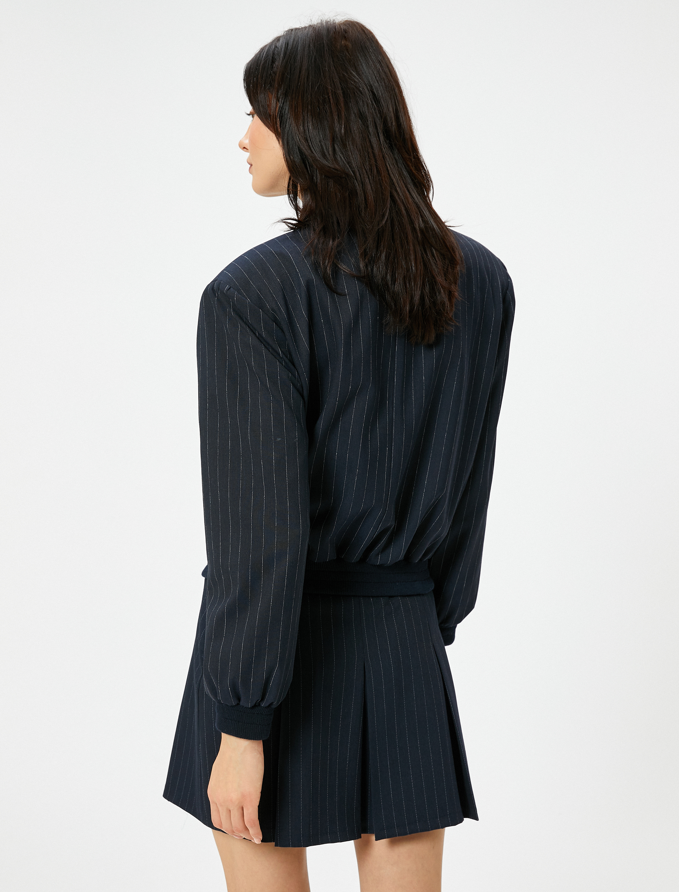   Bomber Ceket Fermuarlı Cepli Gömlek Yaka Ribanalı