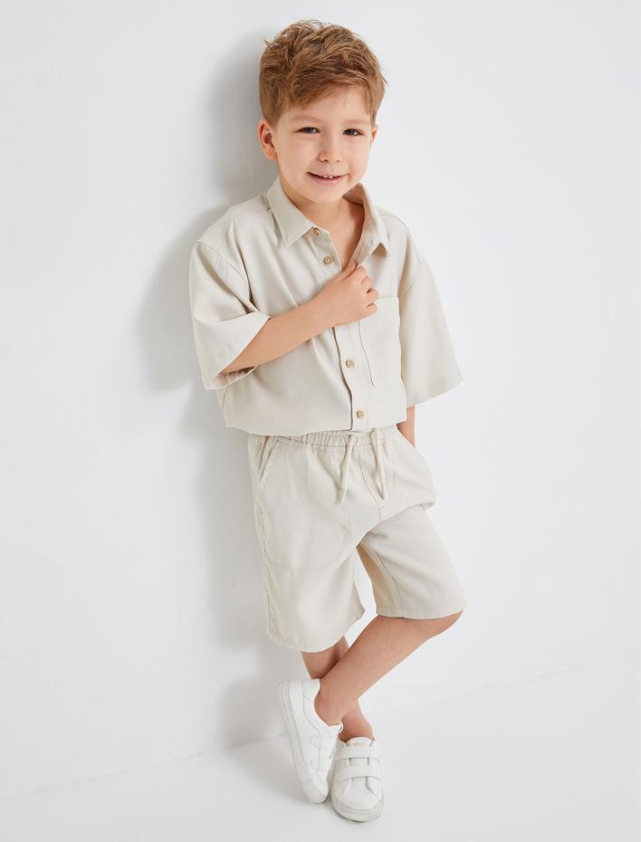 Erkek Çocuk Basic Şort Beli Bağlamalı Cepli Viskon