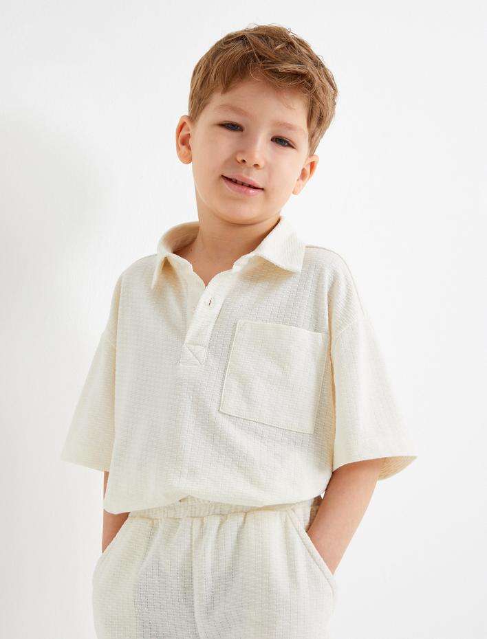 Erkek Çocuk Basic Polo Yaka Tişört Kısa Kollu Tek Cepli