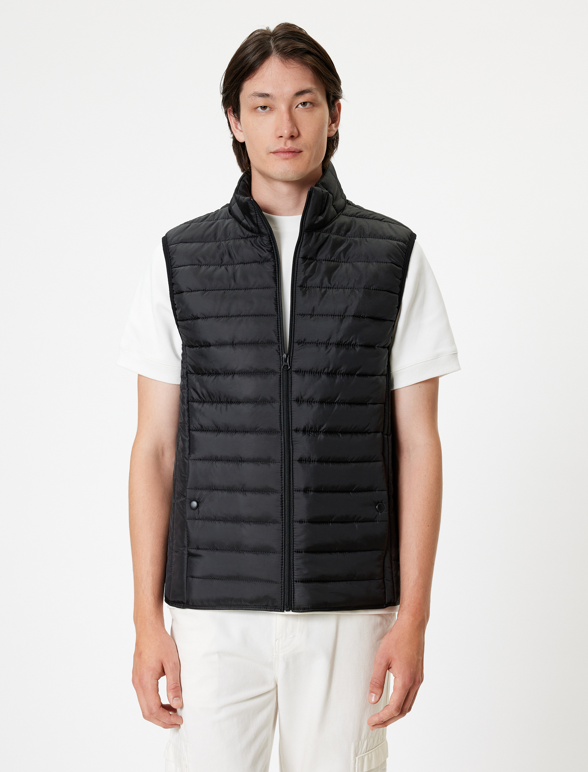   Şişme Yelek Slim Fit Dik Yaka Cep Detaylı