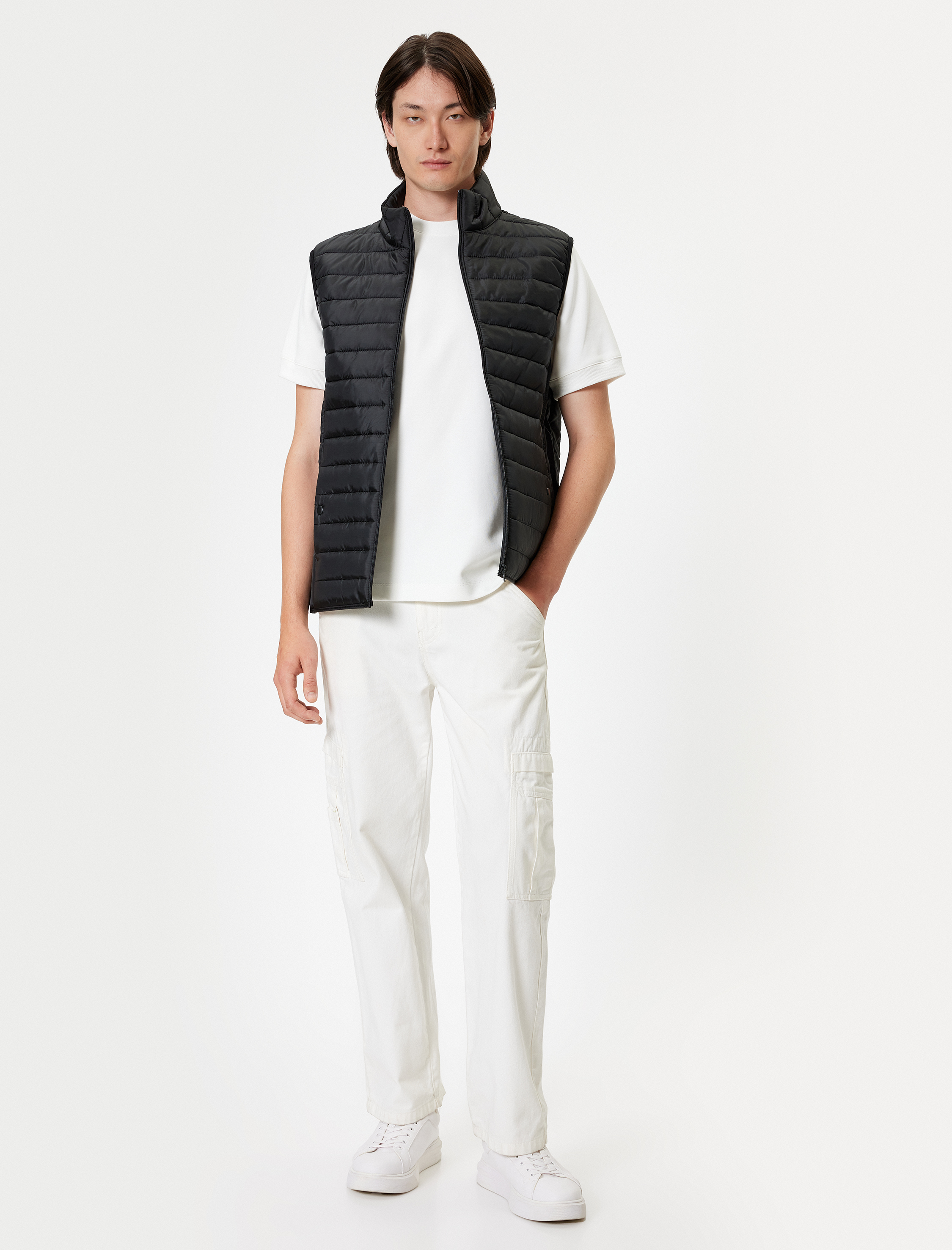   Şişme Yelek Slim Fit Dik Yaka Cep Detaylı