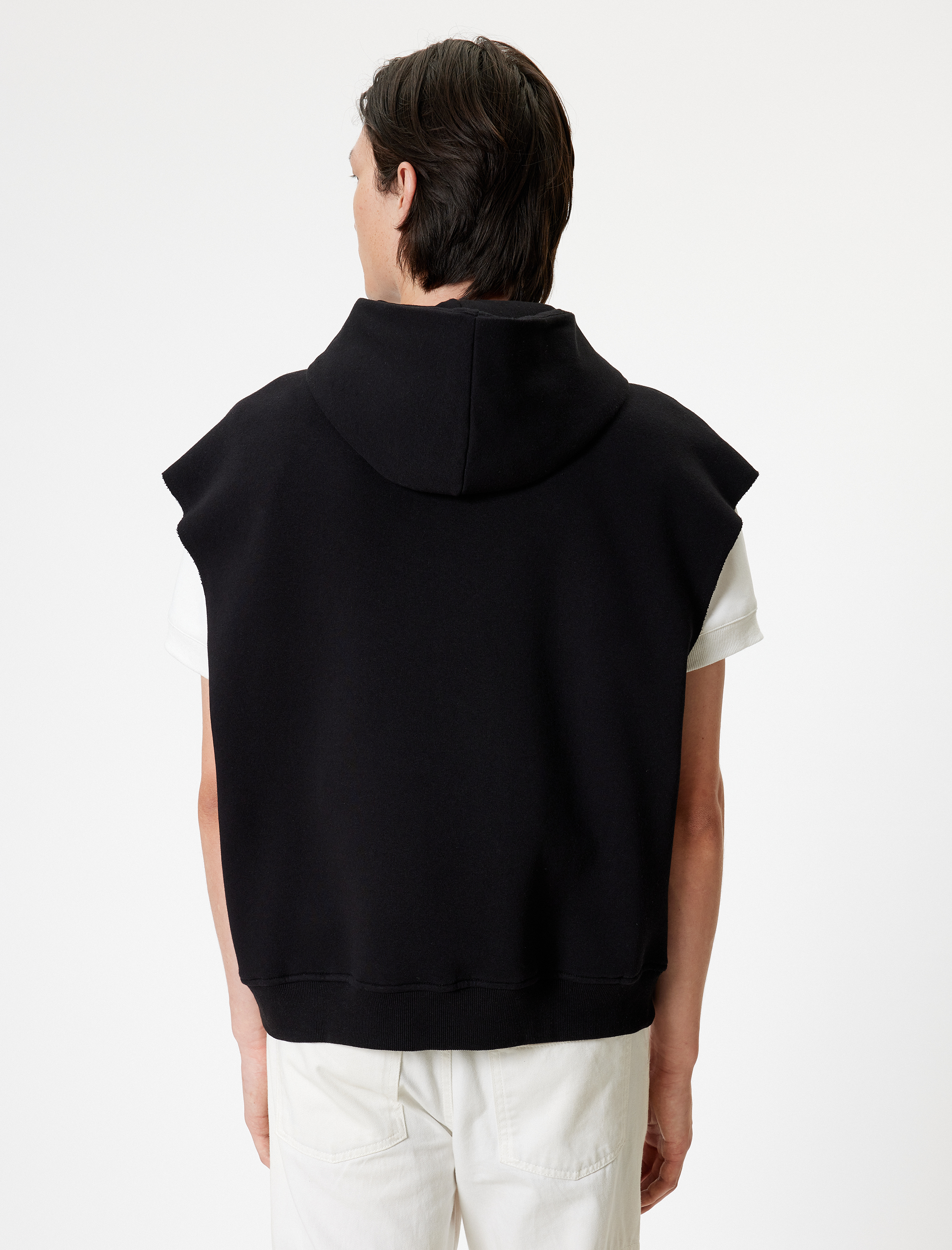   Oversize Kolsuz Sweatshirt Kapşonlu Kanguru Cepli Baskılı Pamuklu Şardonlu